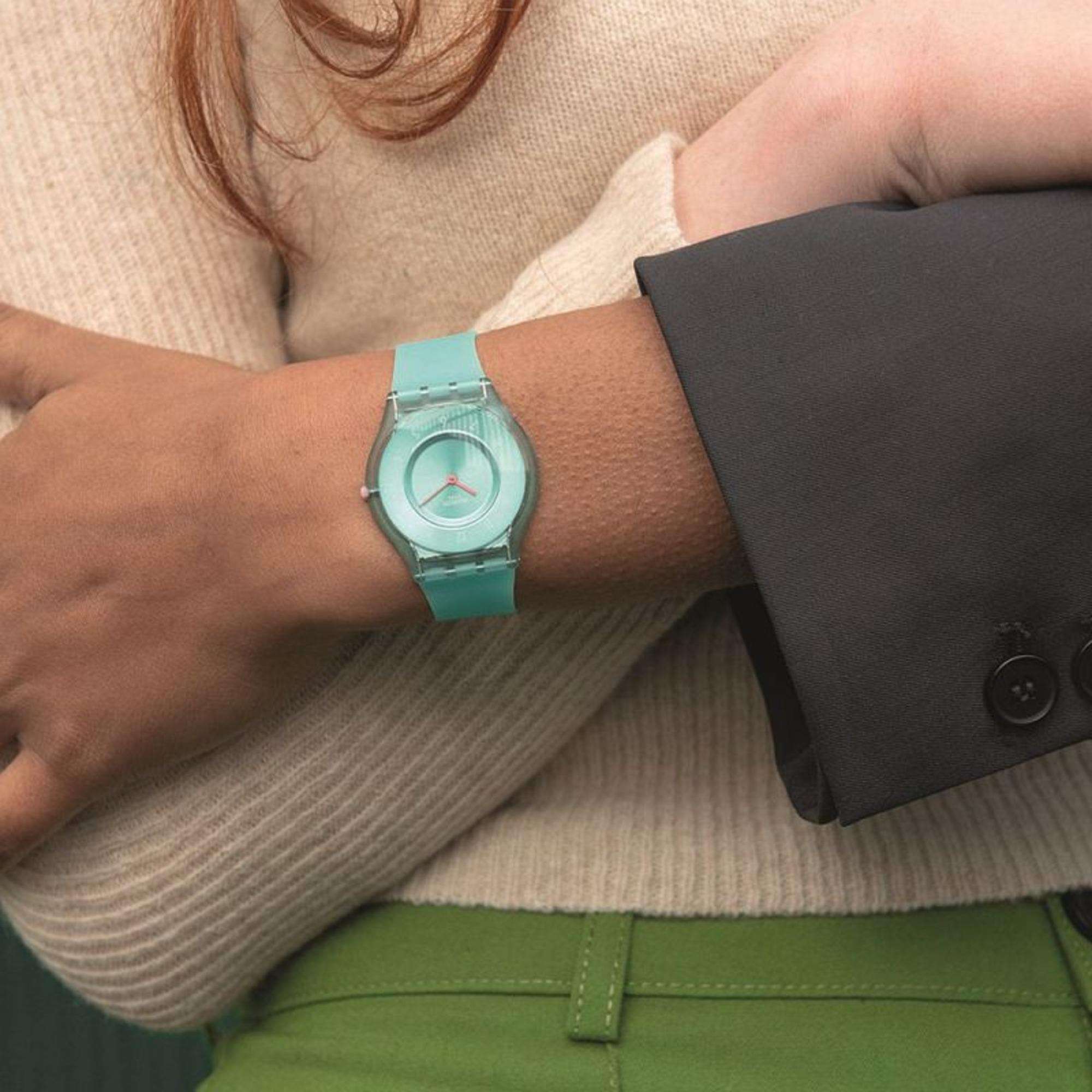 Swatch PASTELICIOUS TEAL Green Dial Unisex Watch SS08L100