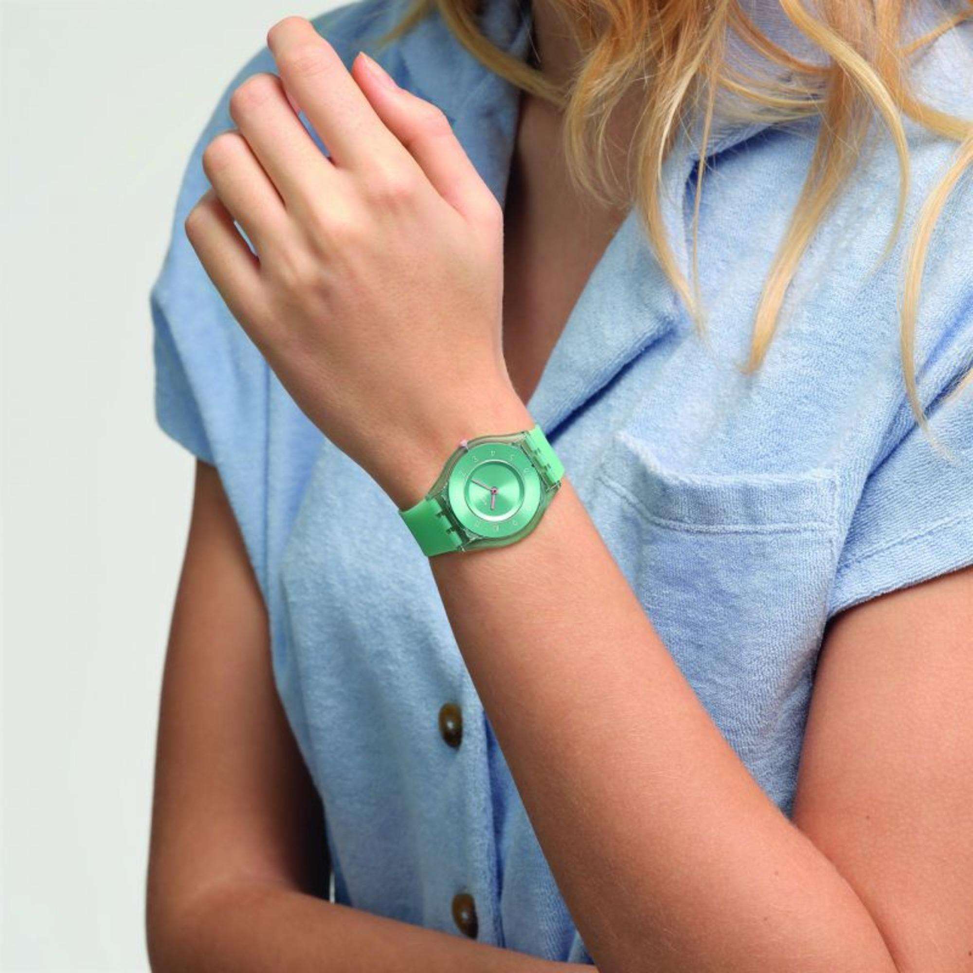 Swatch PASTELICIOUS TEAL Green Dial Unisex Watch SS08L100
