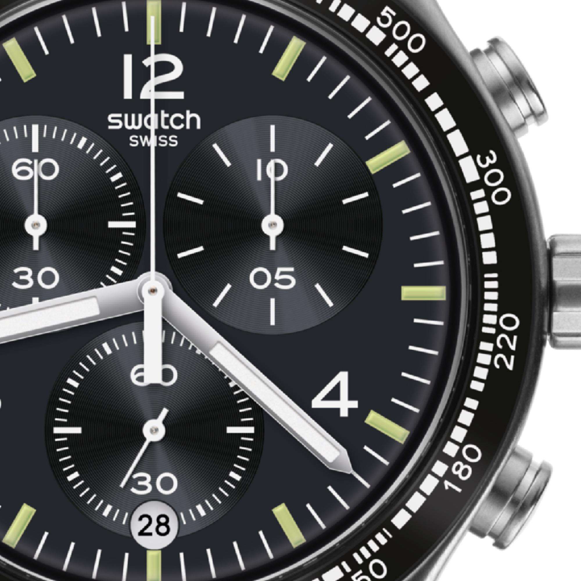 Swatch NIGHT FLIGHT Black Dial Unisex Watch YVS444GC