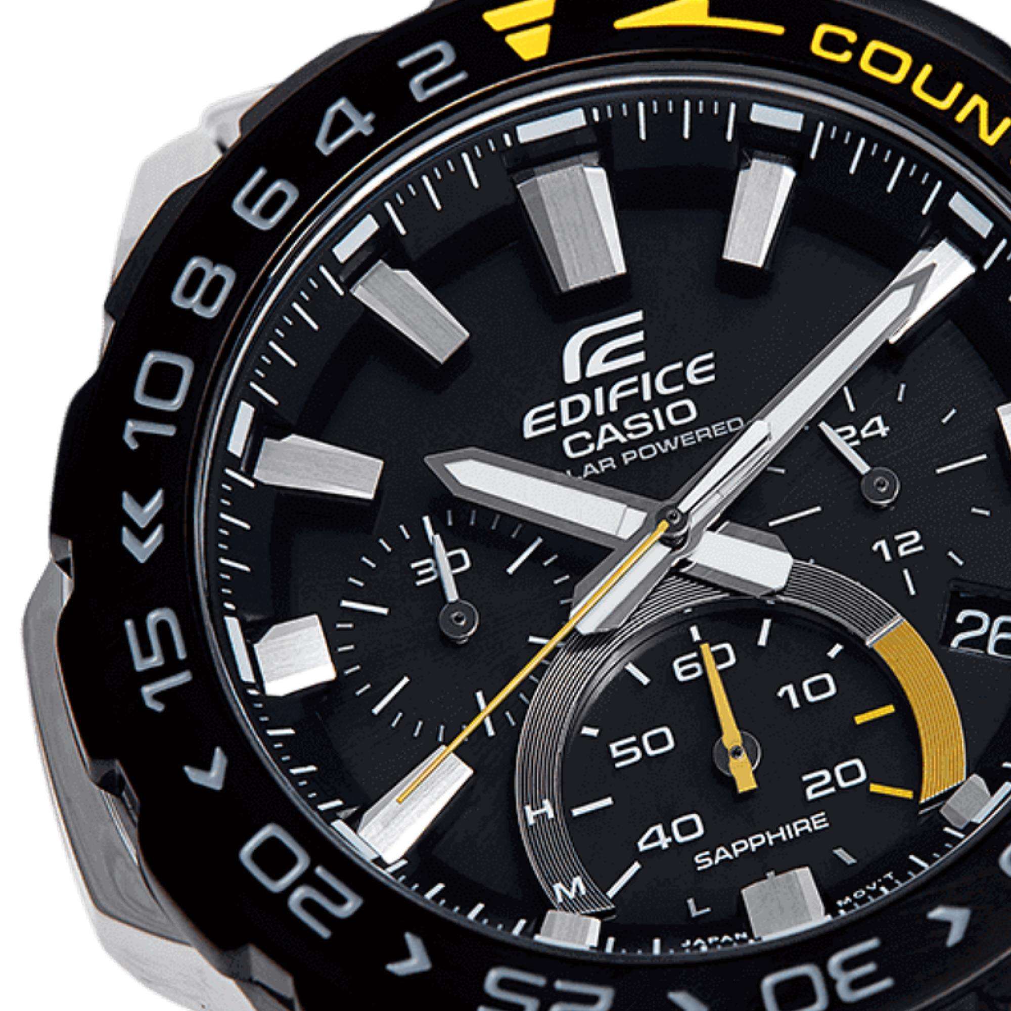 Casio Edifice Quartz Black Chronograph Dial Silver Stainless Steel Bracelet Mens Watch EFS-S550DB-1AVUEF