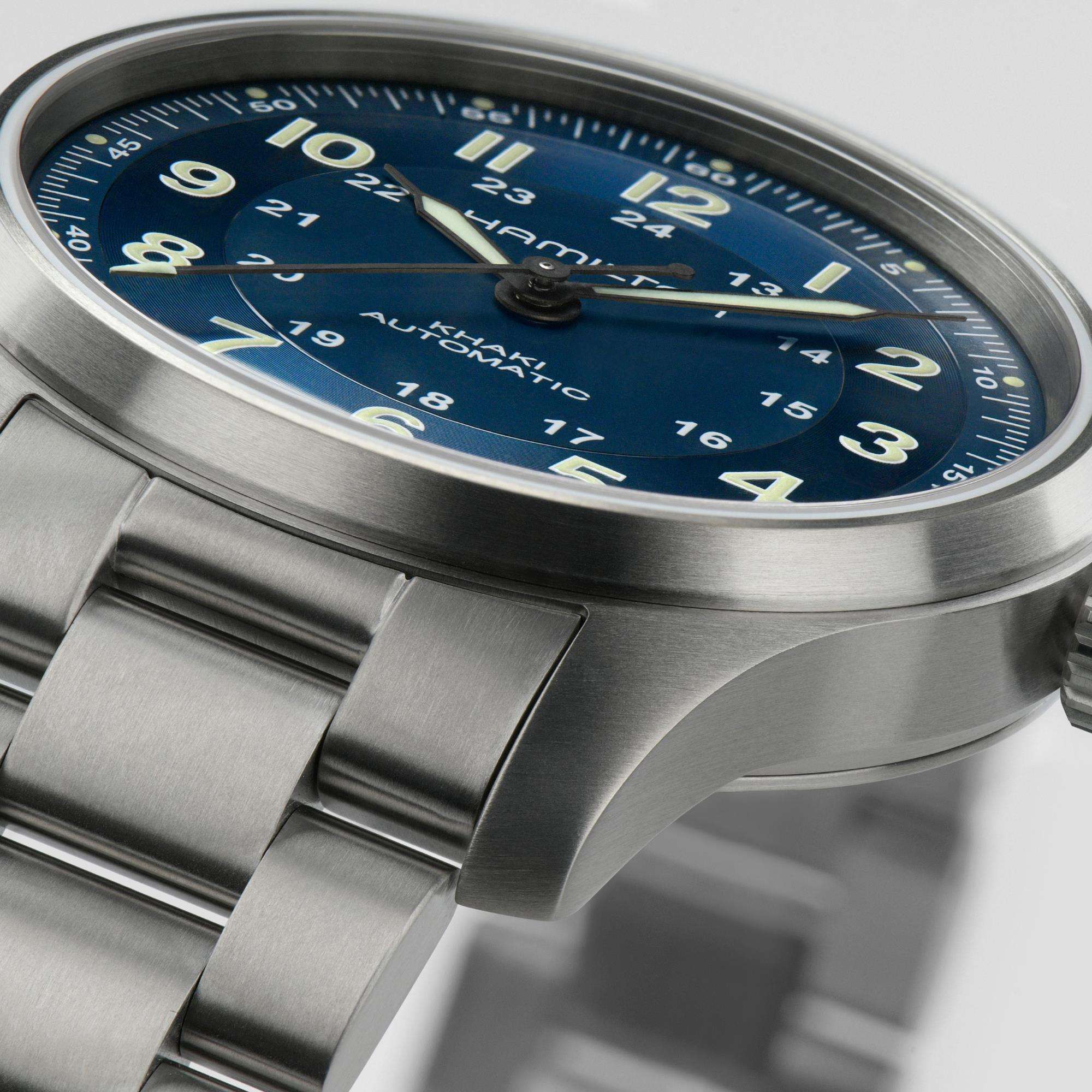 Hamilton Khaki Field Titanium Automatic Blue Dial Steel Strap Men's Watch H70545140