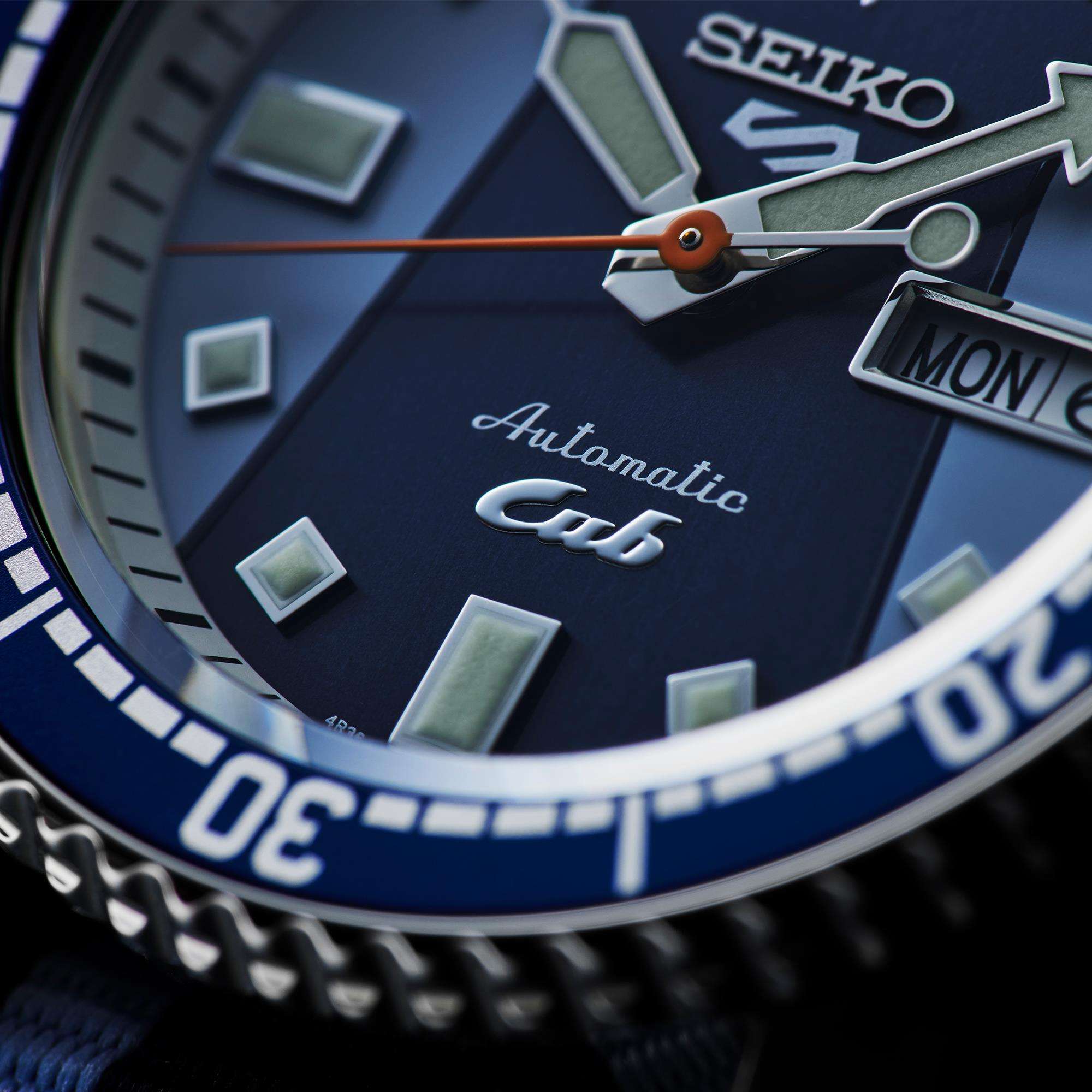 Seiko 5 Sports x Honda Super Cub III Automatic Blue Dial Blue NATO Strap Men's Watch SRPK37K1