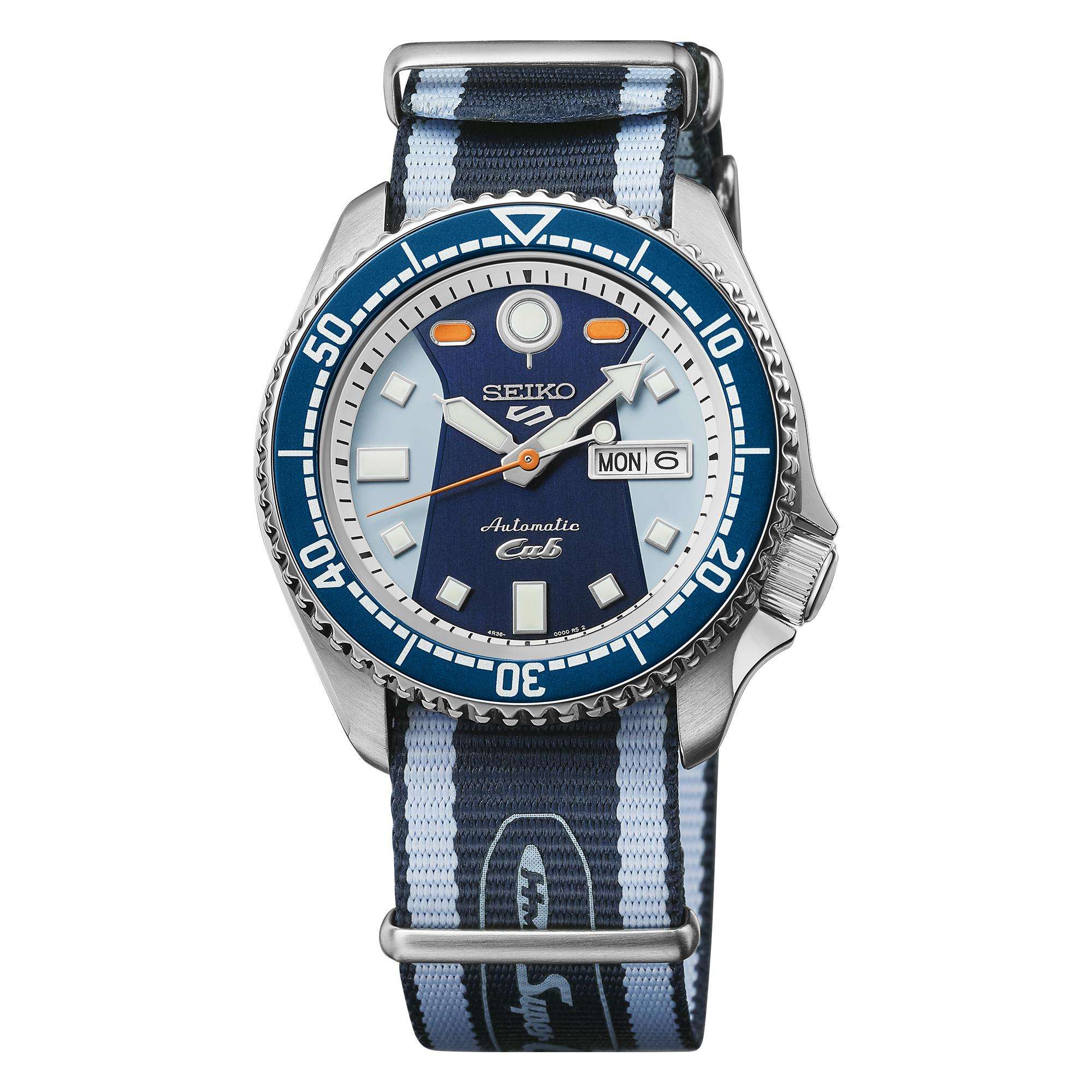 Seiko 5 Sports x Honda Super Cub III Automatic Blue Dial Blue NATO Strap Men's Watch SRPK37K1
