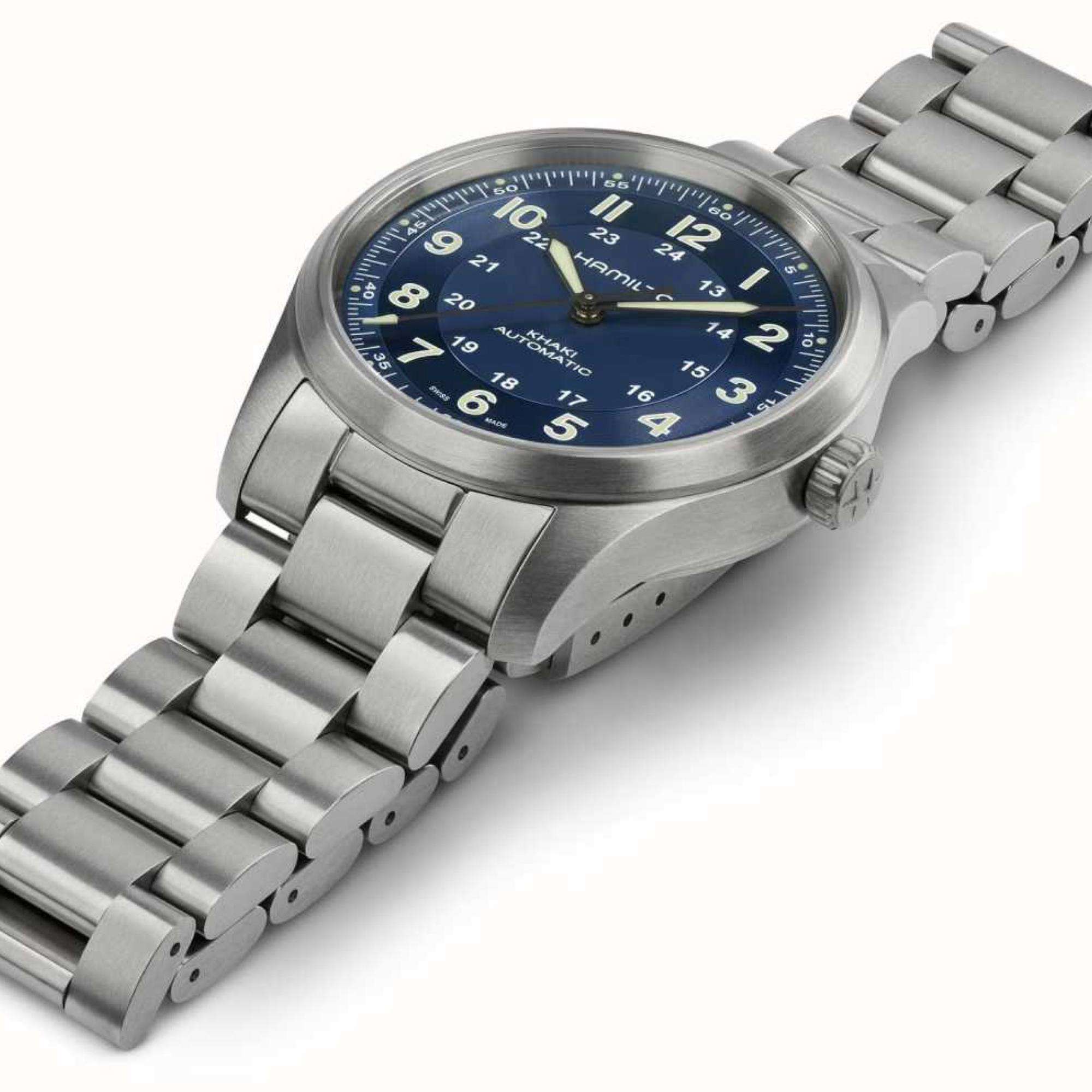 Hamilton Khaki Field Titanium Automatic Blue Dial Titanium Strap Unisex Watch H70205140