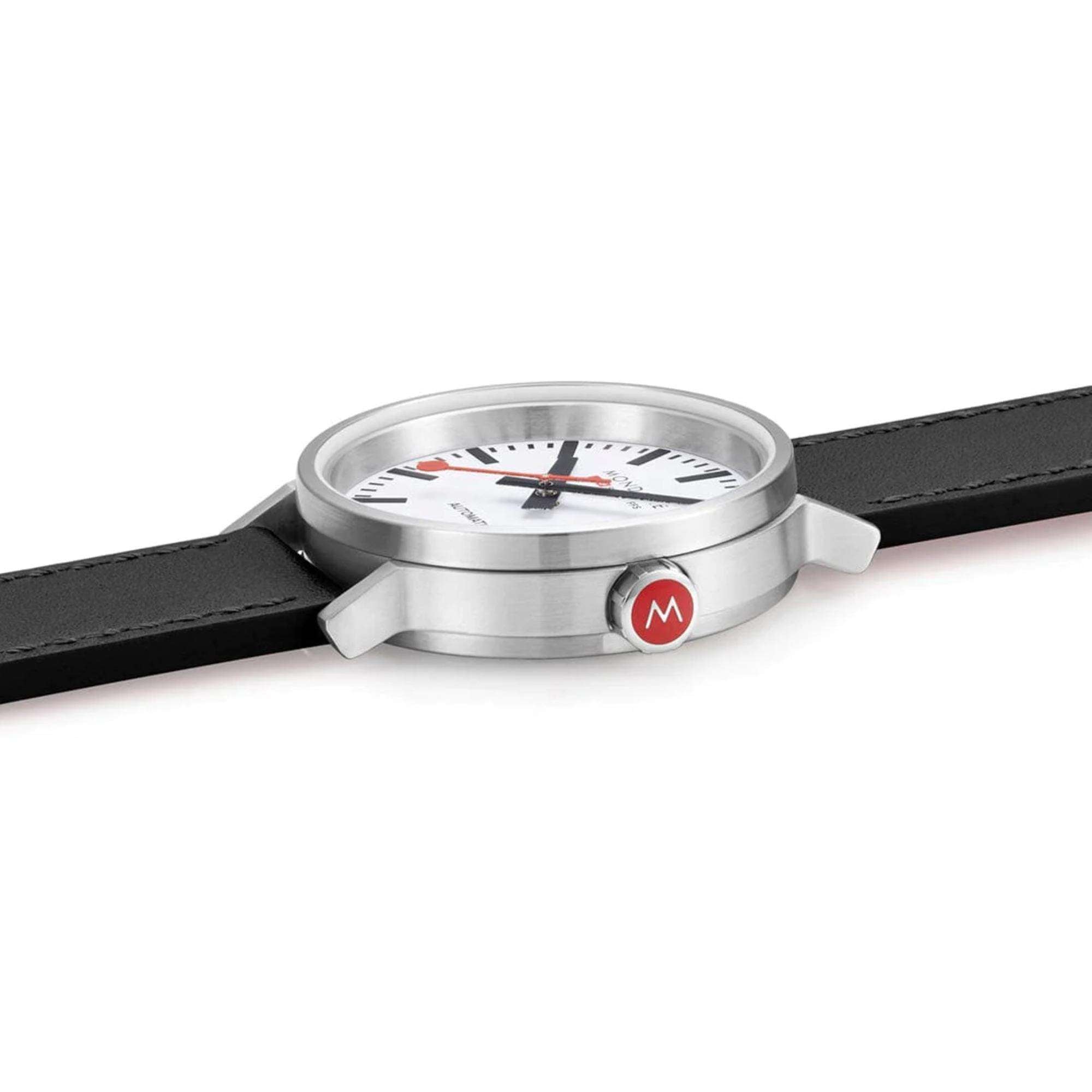 Mondaine The Original Automatic White Dial Black Leather Strap Men's Watch MST.4161B.LBV