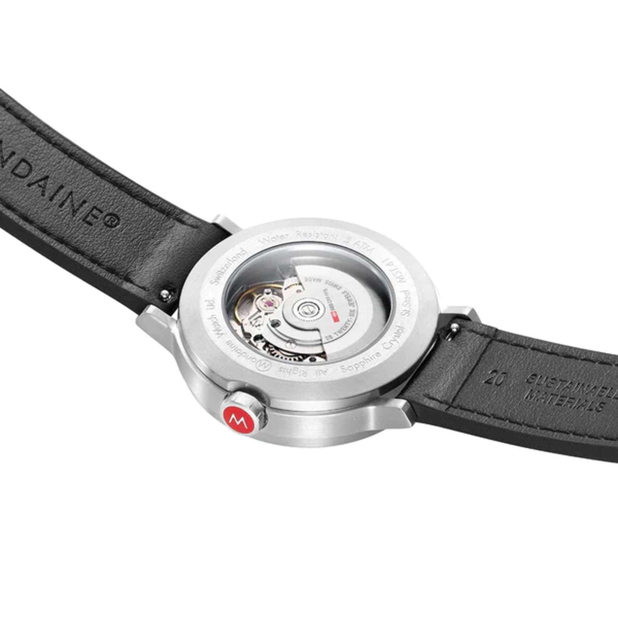 Mondaine The Original Automatic White Dial Black Leather Strap Men's Watch MST.4161B.LBV