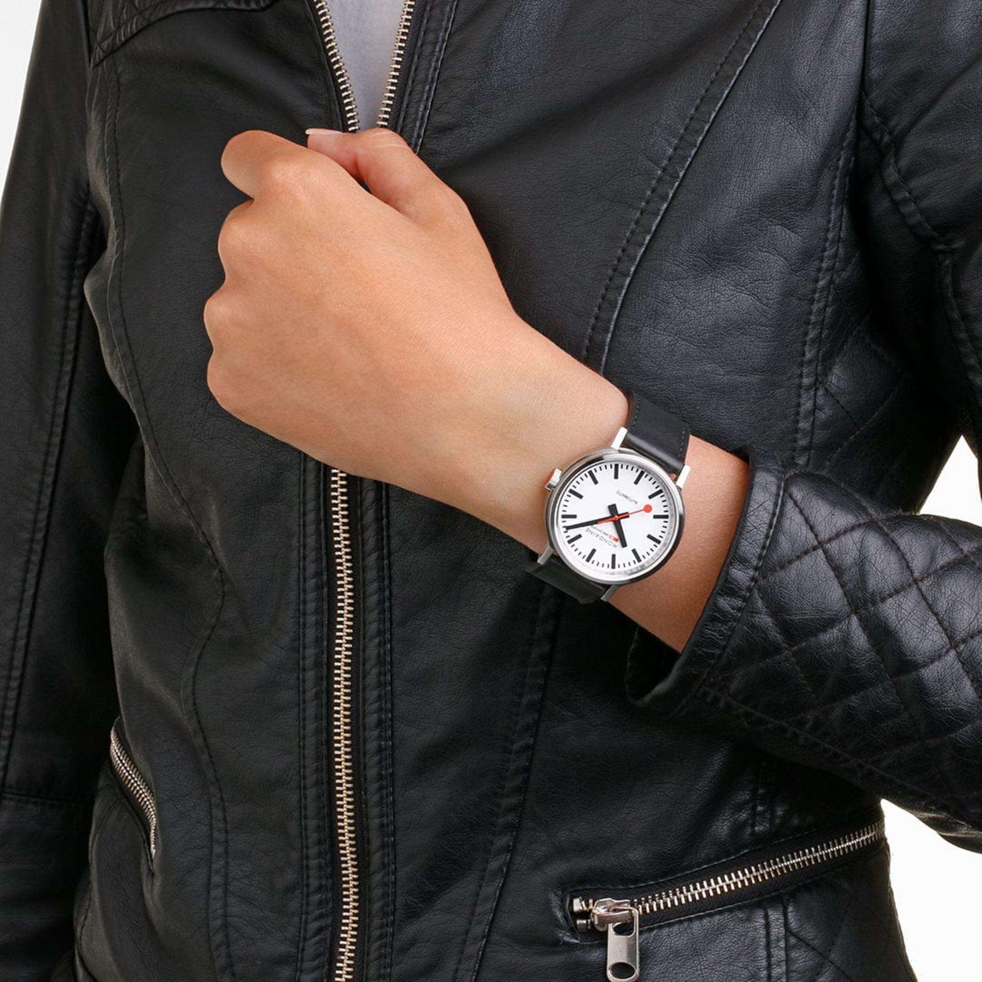 Mondaine The Original Automatic White Dial Black Leather Strap Men's Watch MST.4161B.LBV