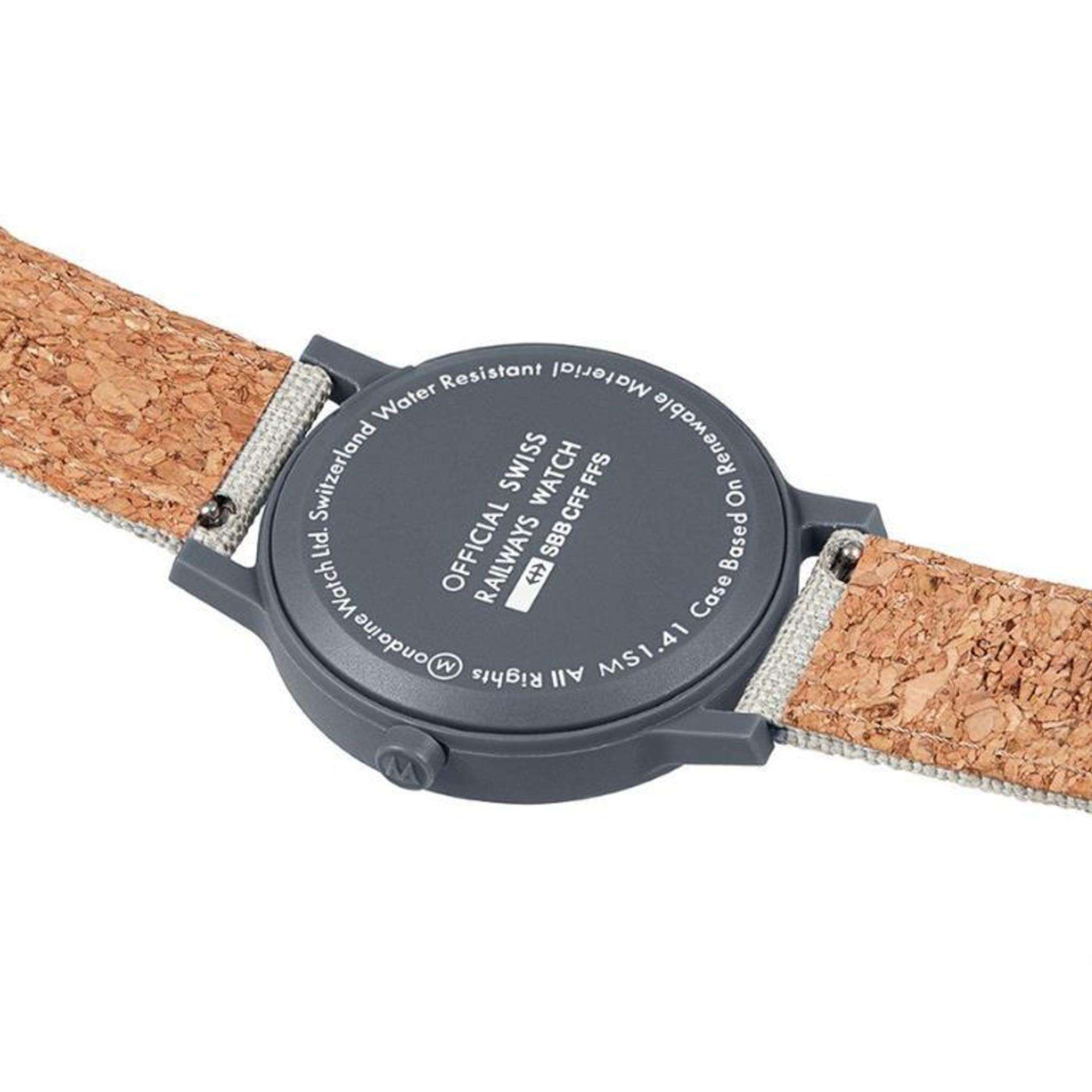 Mondaine Essence Quartz White Dial Grey Textile Strap Unisex Watch MS1.41111.LH