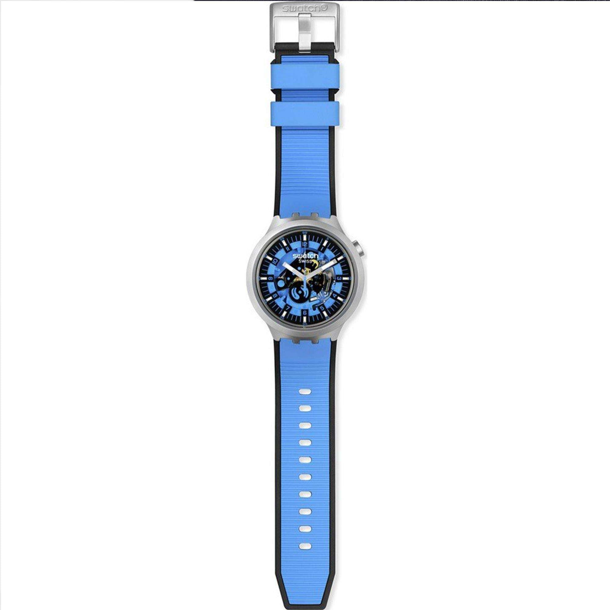 Swatch Big Bold Irony Blue Rubber Strap Blue Dial Quartz Unisex Watch SB07S106