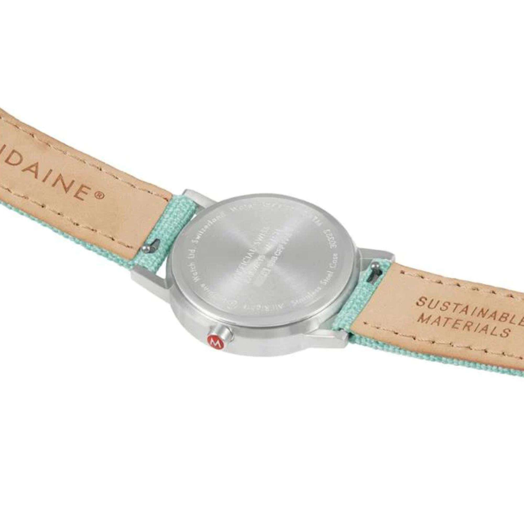 Mondaine Classic Quartz White Dial Green Textile Strap Ladies Watch A658.30323.17SBQ