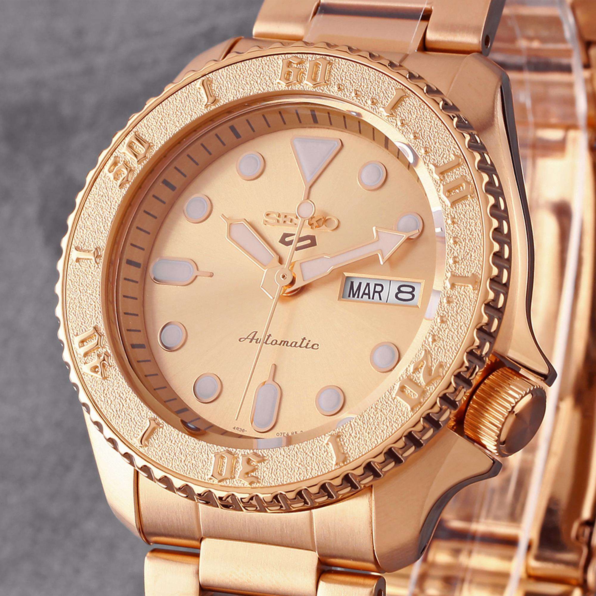 Seiko 5 Sports Automatic Rose Gold Dial Men's Watch SRPE72K1