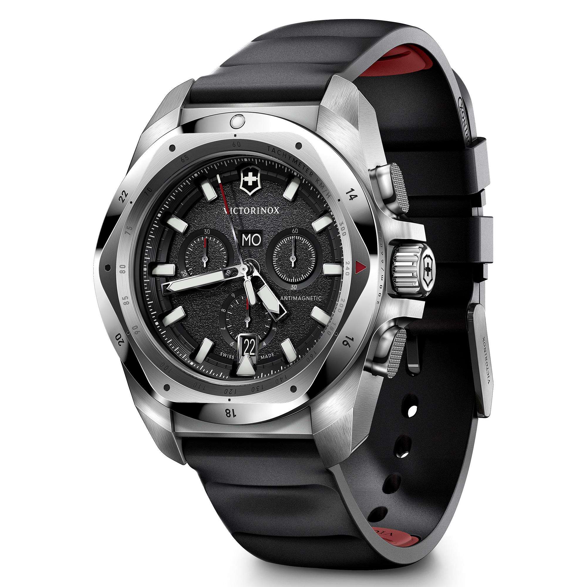 Victorinox I.N.O.X Chrono Quartz Black Dial Rubber Strap Men's Watch 241983