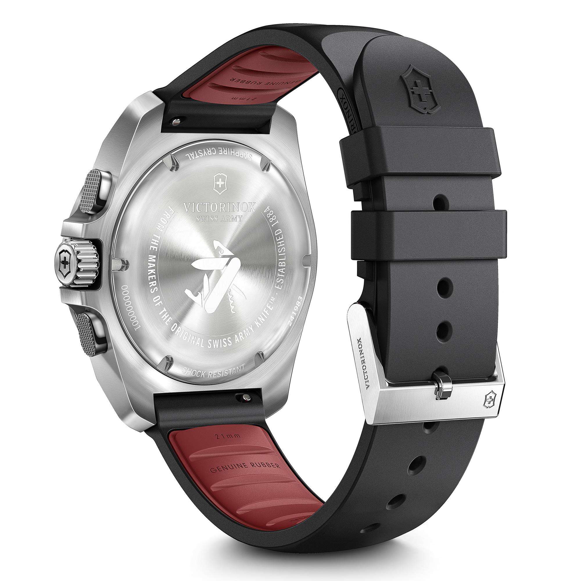 Victorinox I.N.O.X Chrono Quartz Black Dial Rubber Strap Men's Watch 241983