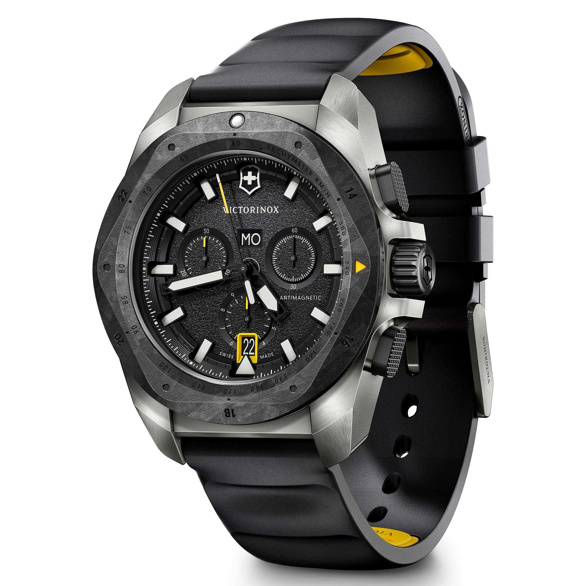 Victorinox I.N.O.X Titanium Quartz Black Dial Black Rubber Strap Men's Watch 242011