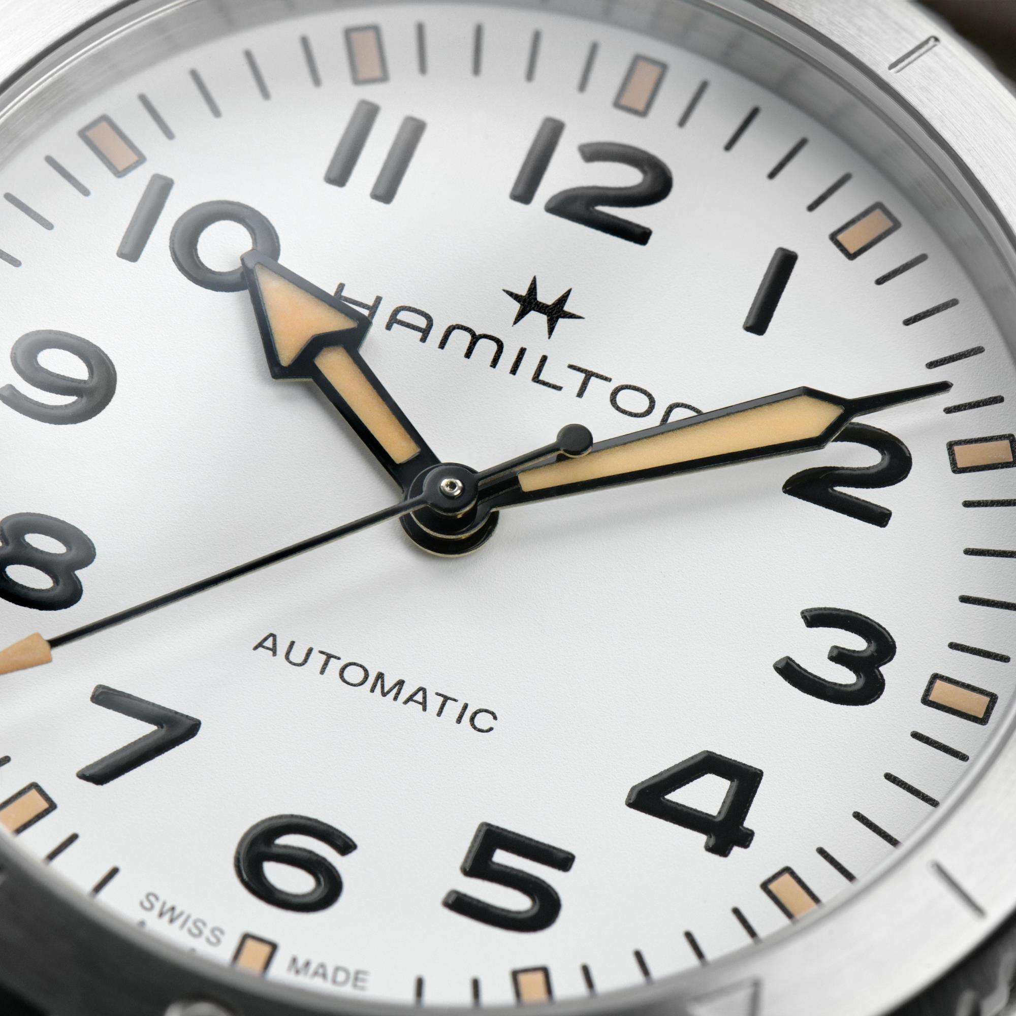 Hamilton Khaki Field Expedition Auto White Dial Brown Leather Strap Men's Watch H70225510