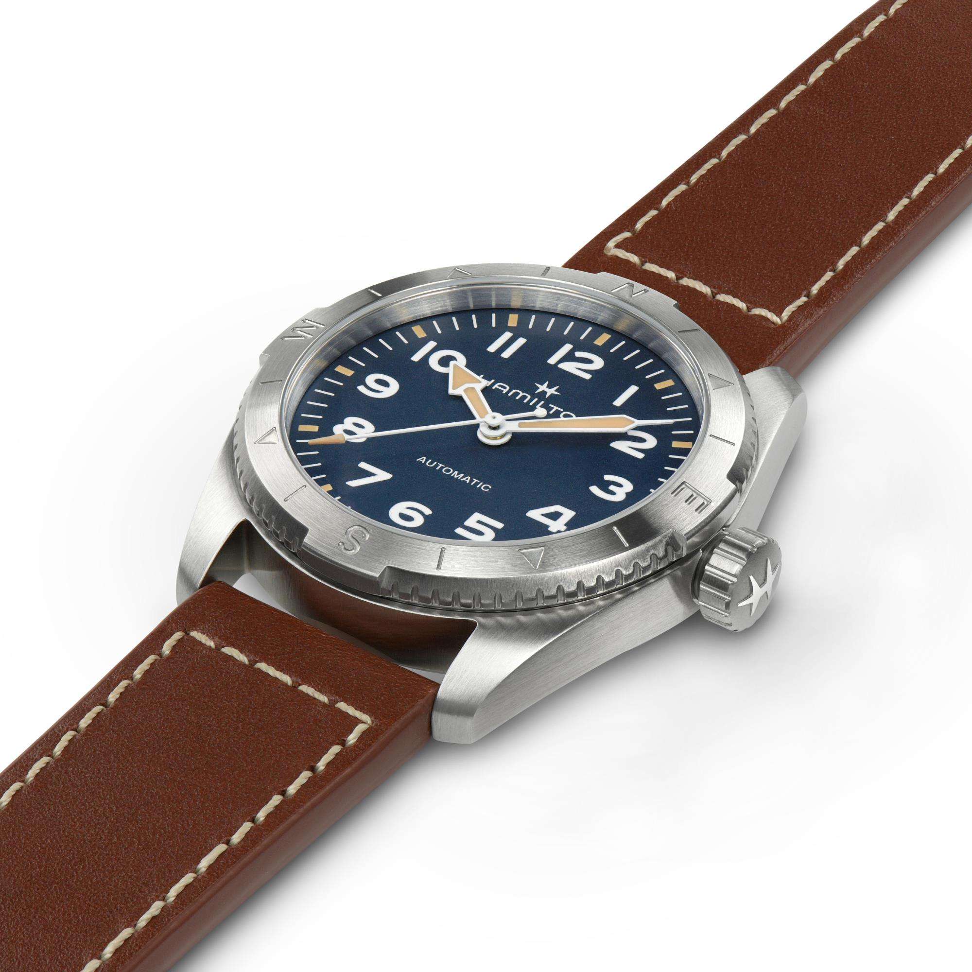Hamilton Khaki Field Expedition Auto Blue Dial Brown Leather Strap Men's Watch H70315540