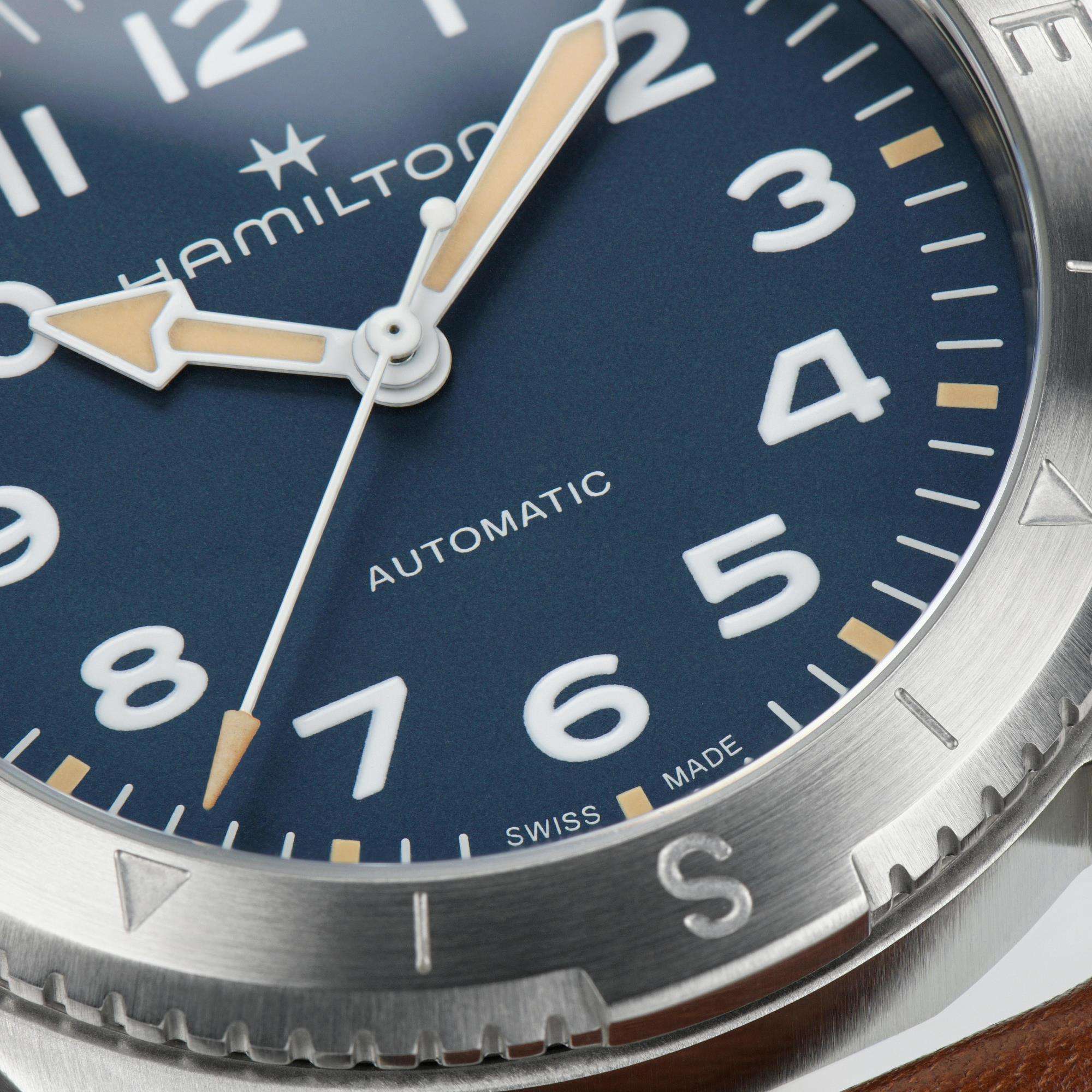 Hamilton Khaki Field Expedition Auto Blue Dial Brown Leather Strap Men's Watch H70315540