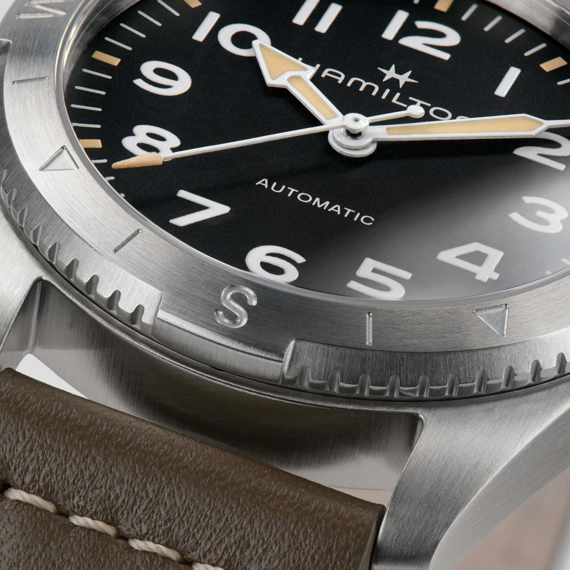 Hamilton Khaki Field Expedition Auto Black Dial Leather Strap Men's Watch H70315830