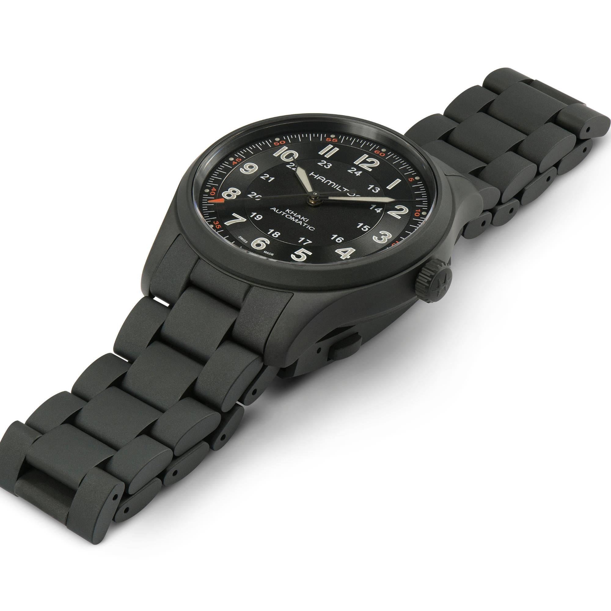 Hamilton Khaki Field Titanium Automatic Black Dial Black PVD Titanium Bracelet Men's Watch H70665130