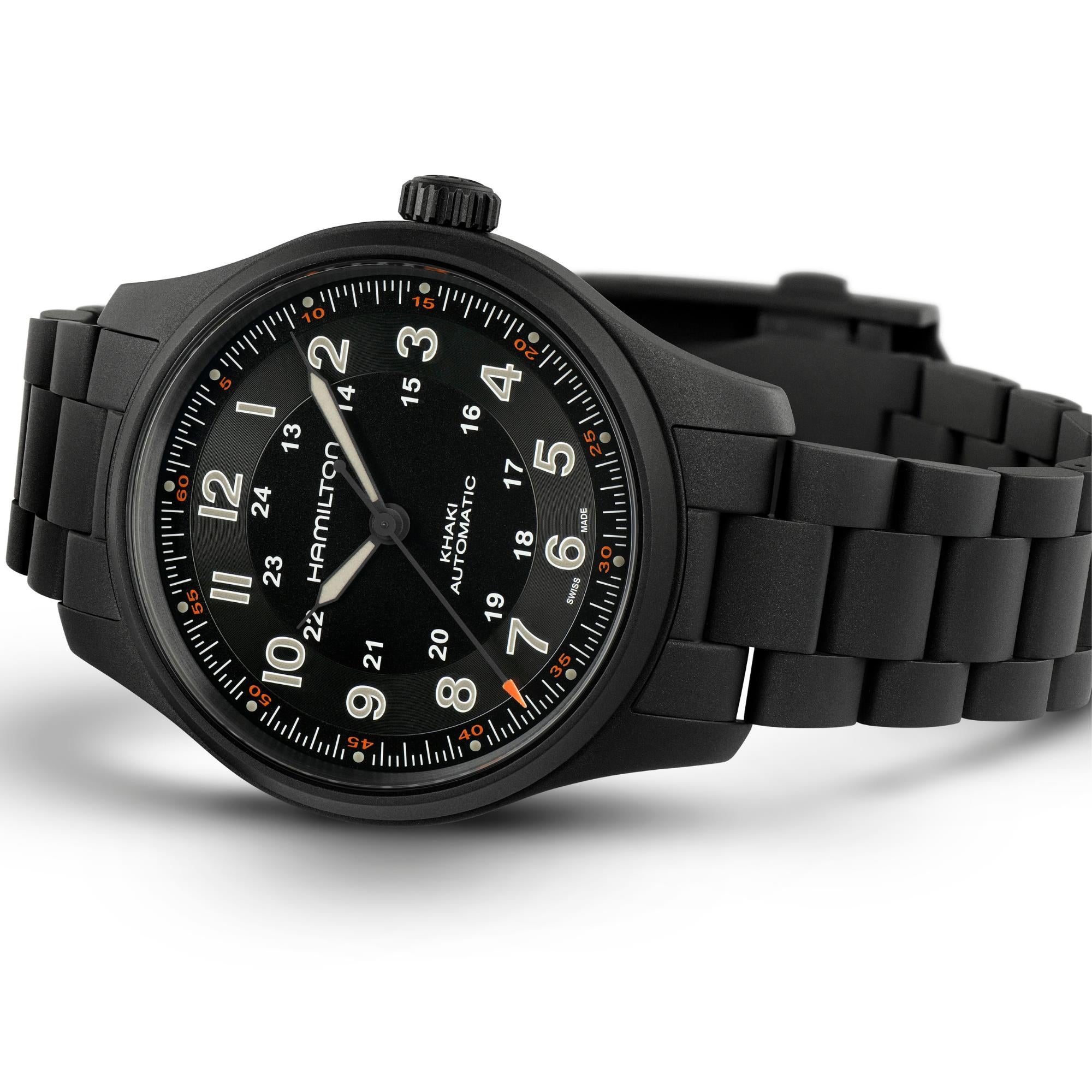 Hamilton Khaki Field Titanium Automatic Black Dial Black PVD Titanium Bracelet Men's Watch H70665130