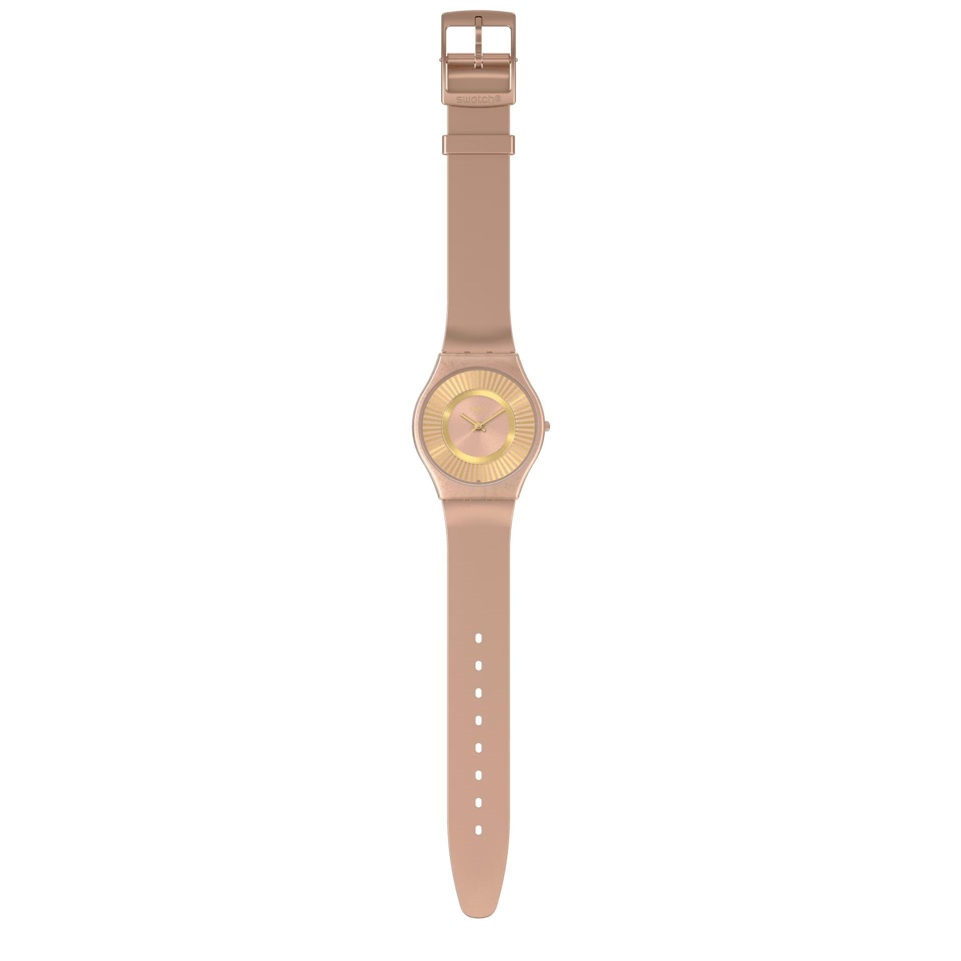 Swatch Tawny Radiance Quartz Pink Silicone Strap Bio-Sourced Case Unisex Watch SS08C102