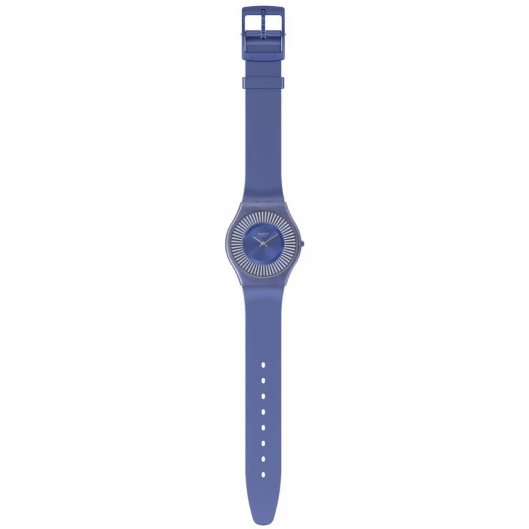 Swatch METRO DECO Blue Silicone Strap Blue Dial Bio-Sourced Case Unisex Watch SS08N110