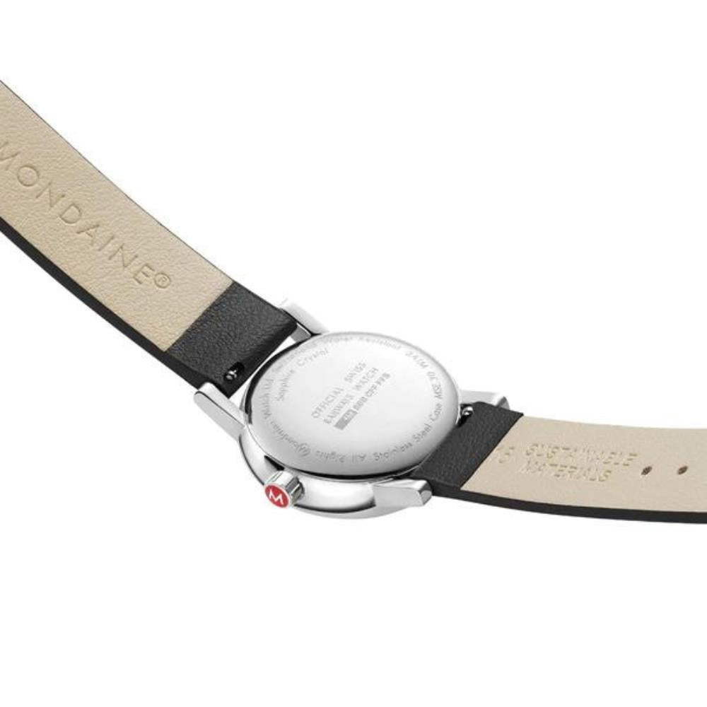 Mondaine Evo2 Black Vegan Grape Leather White Dial Women's Watch MSE.30210.LBV