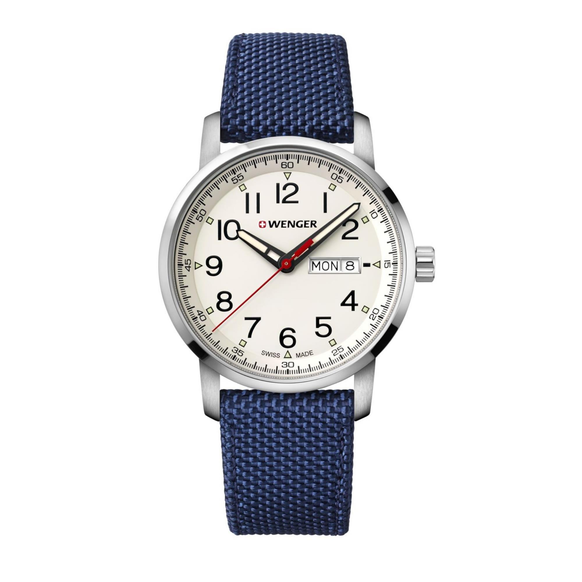 Wenger Attitude Heritage Quartz Cream Dial Blue Nylon Strap Men's Watch 01.1541.113