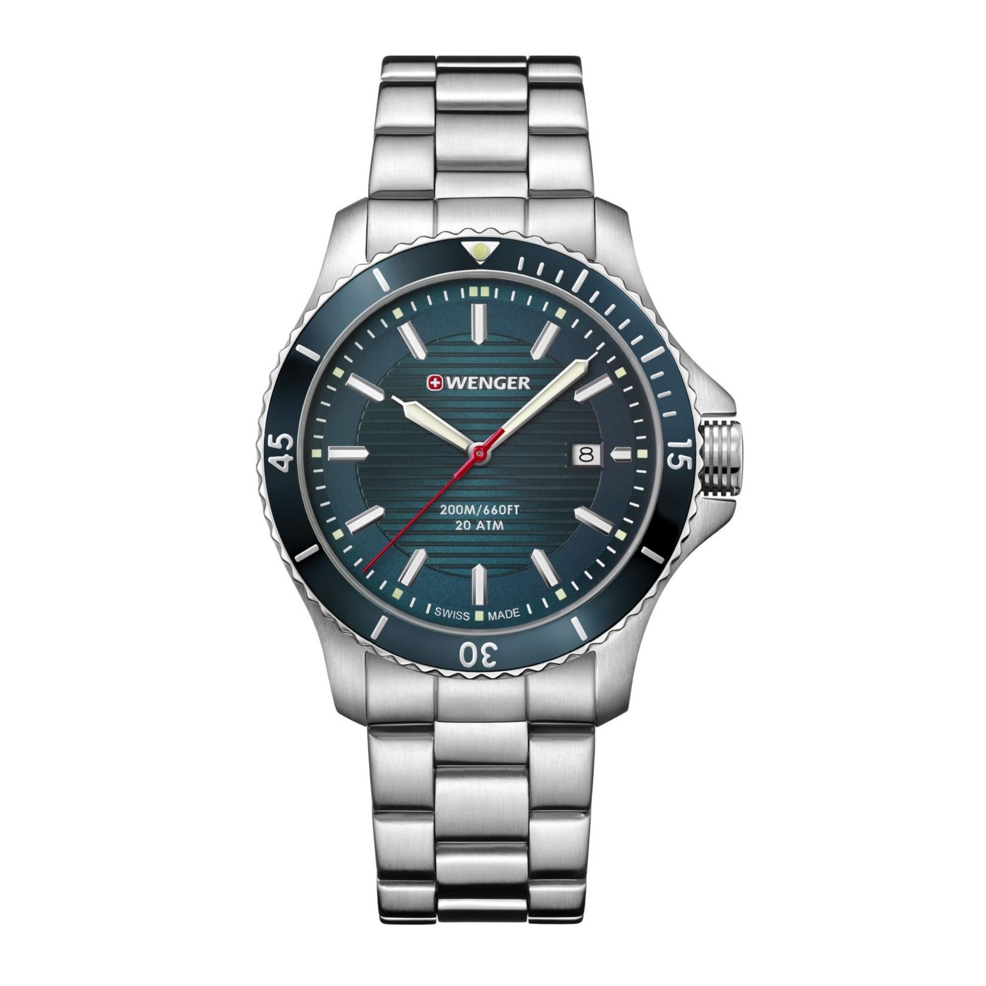 Wenger Seaforce Quartz Blue Dial Stainless Steel Bracelet Strap Men's Watch 01.0641.129