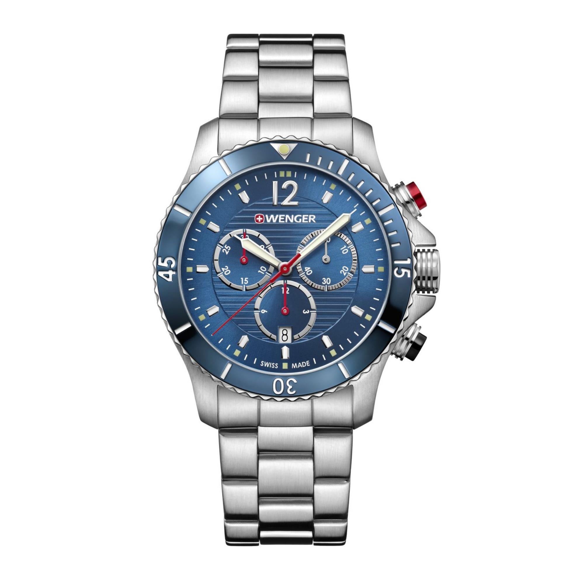 Wenger Seaforce Chronograph Quartz Blue Dial Stainless Steel Bracelet 01.0643.111