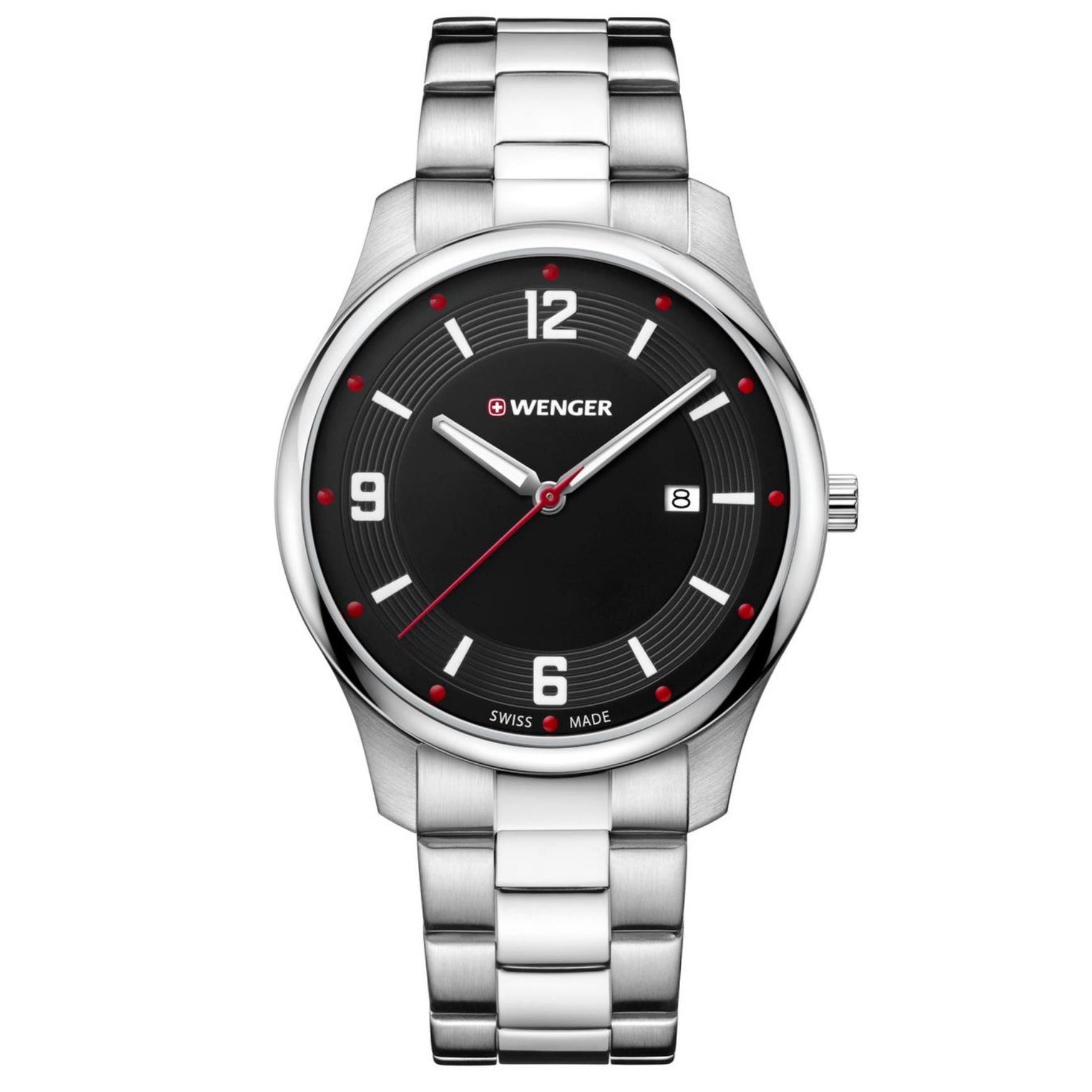 Wenger City Active Black Dial Silver Stainless Steel Bracelet Men's Watch 01.1441.110