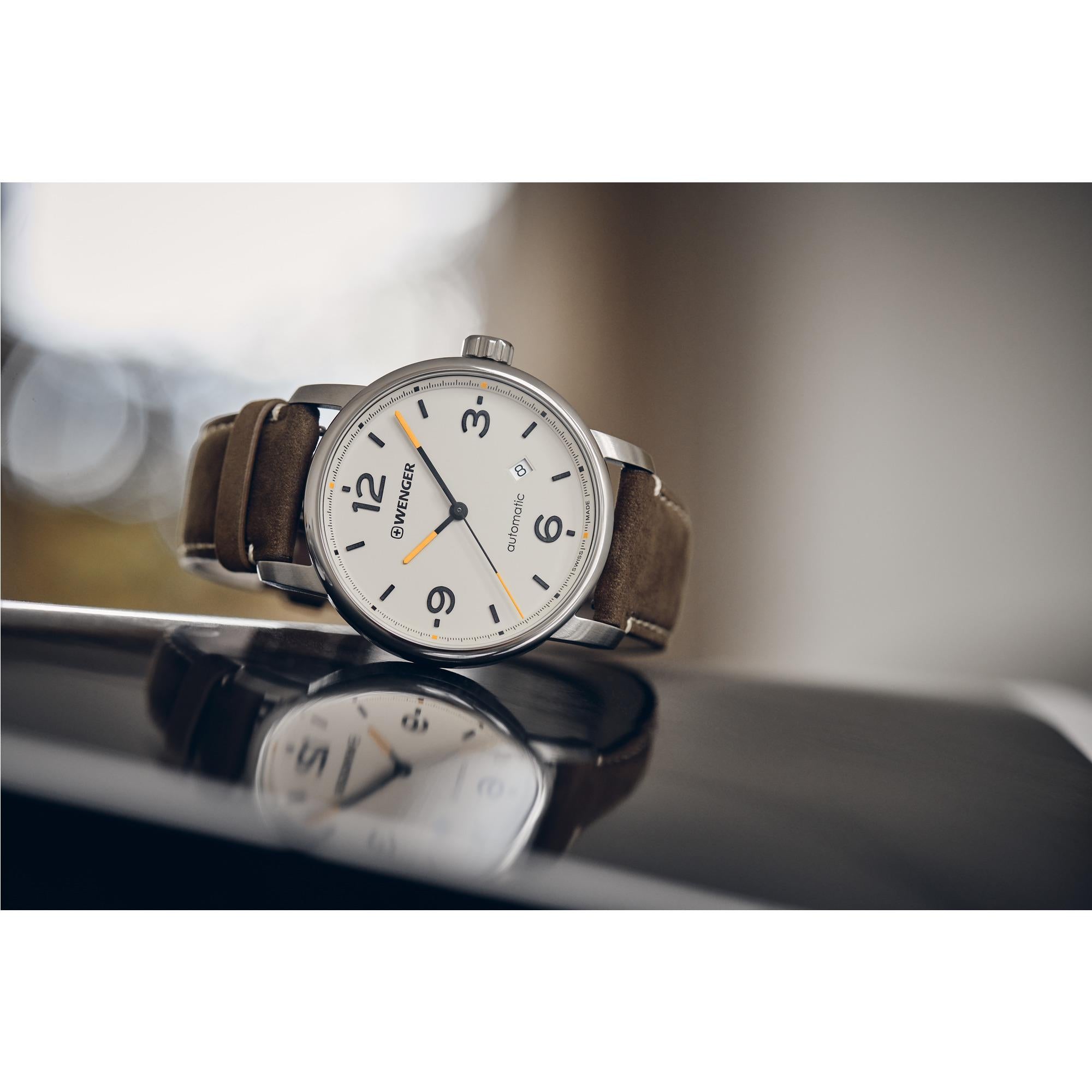 Wenger Urban Metropolitan Automatic Cream Dial Black Stainless Bracelet Men’s Watch 01.1746.101