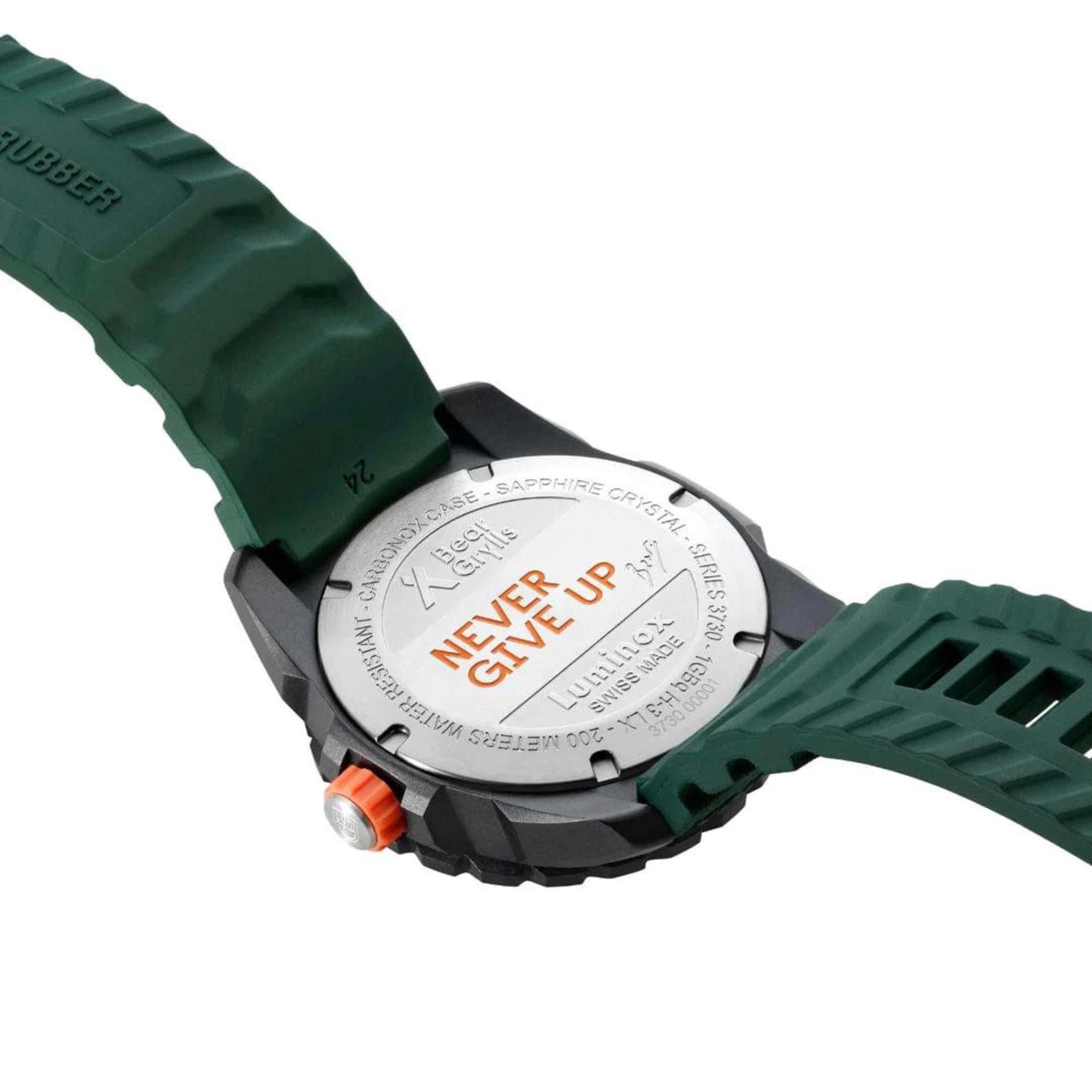 Luminox Bear Grylls Survival Quartz Black Dial Green Silicone Strap Men's Watch XB.3735