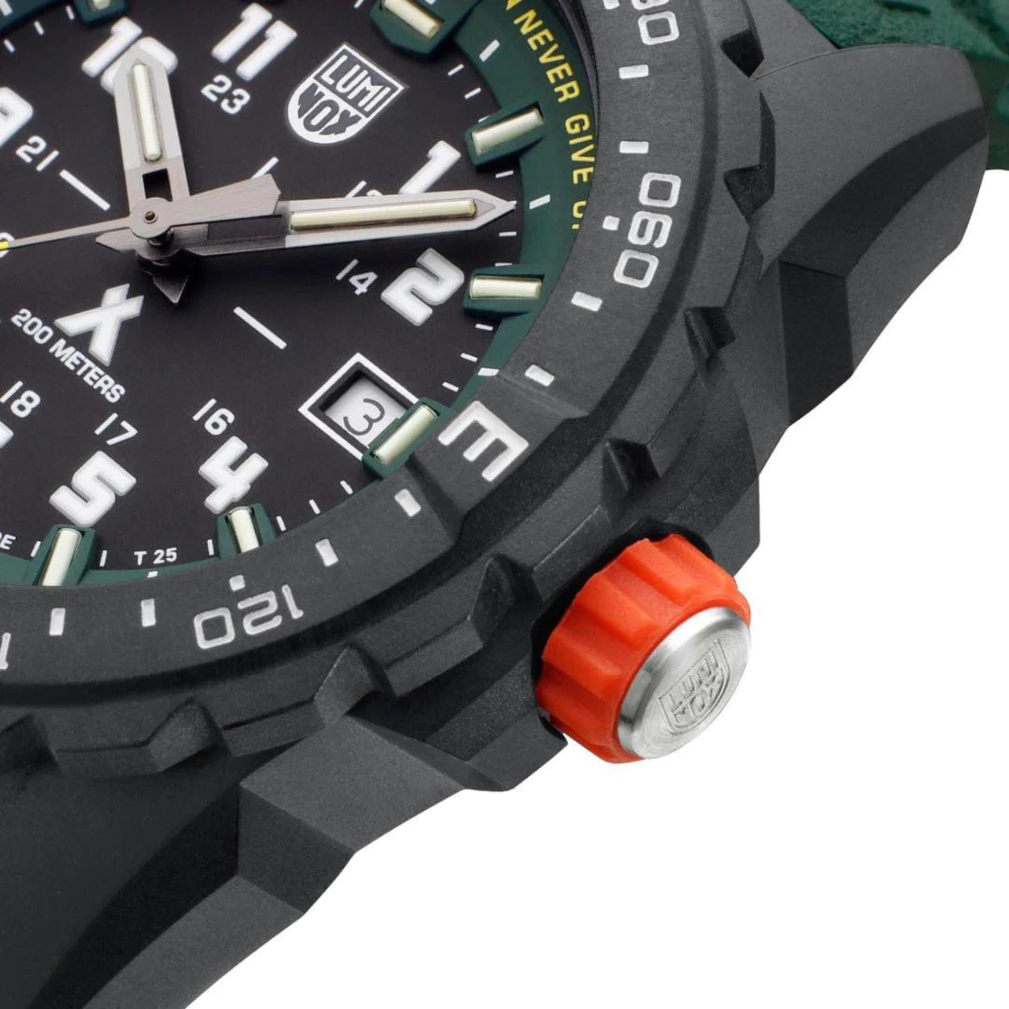 Luminox Bear Grylls Survival Quartz Black Dial Green Silicone Strap Men's Watch XB.3735