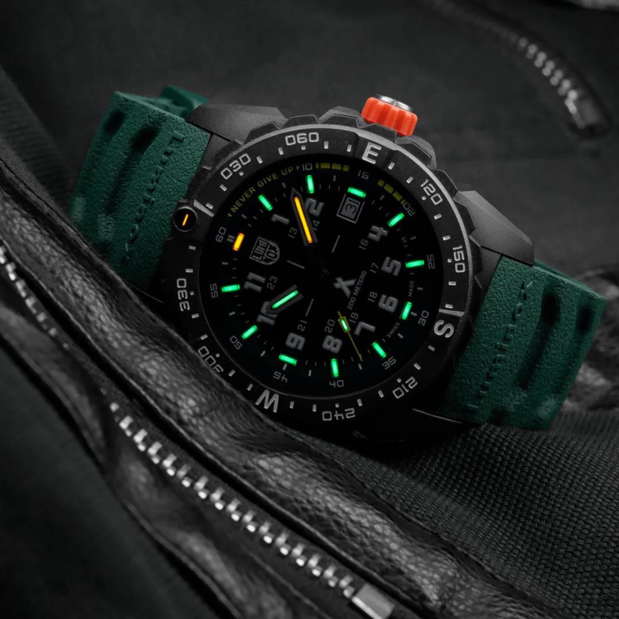 Luminox Bear Grylls Survival Quartz Black Dial Green Silicone Strap Men's Watch XB.3735