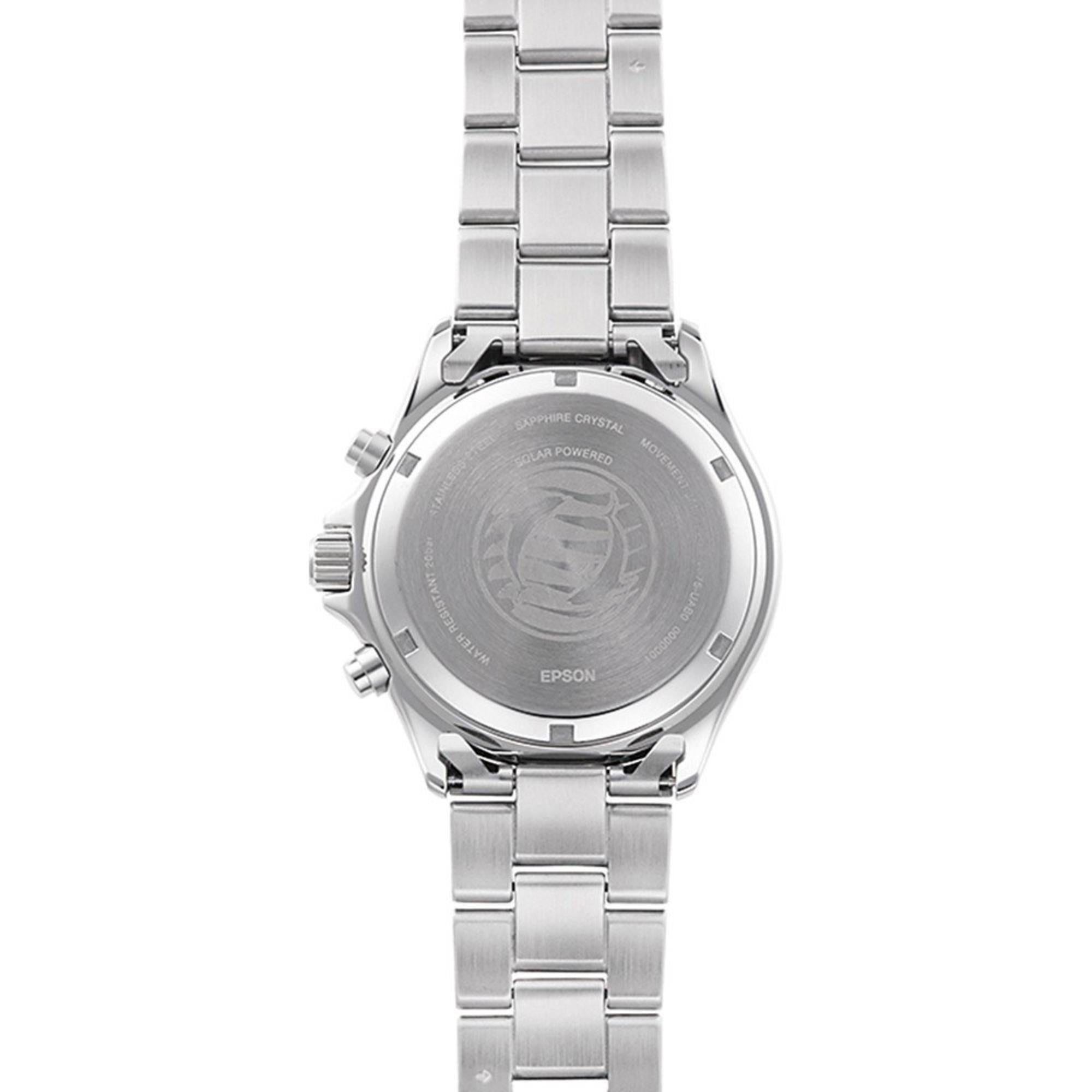 Orient Mako 43mm Chronograph White Dial Steel Mens Solar Watch RA-TX0203S10B
