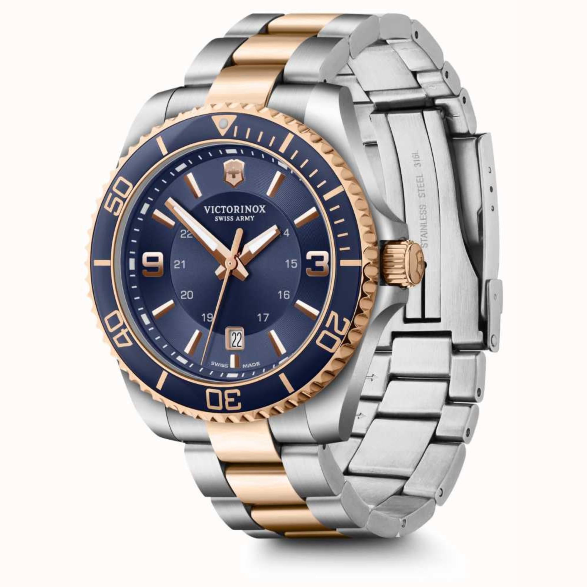 Victorinox Maverick Large Quartz Blue Dial Steel Strap Men's Watch 241950