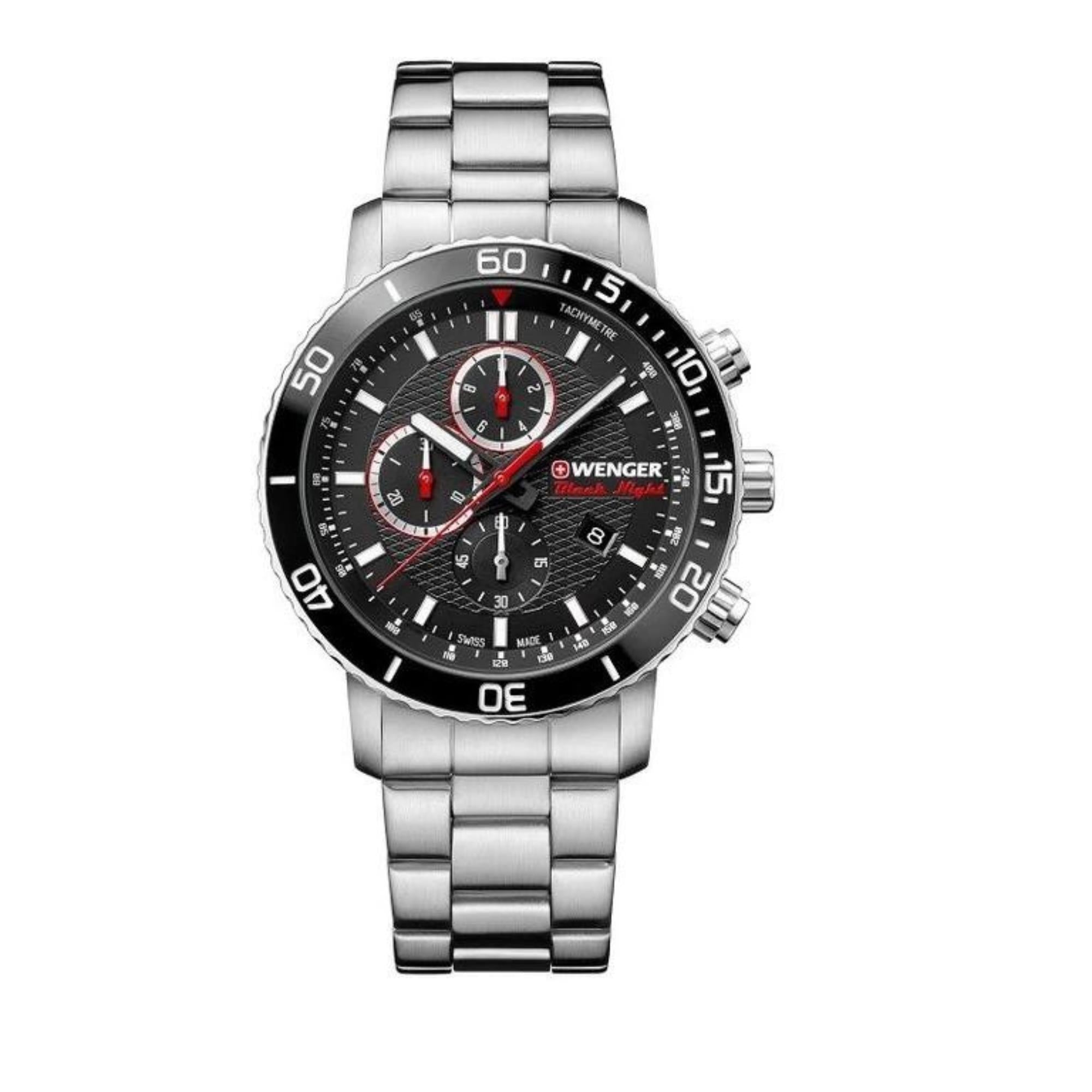 Wenger Roadster Black Night Quartz Black Dial Silver Steel Men's
