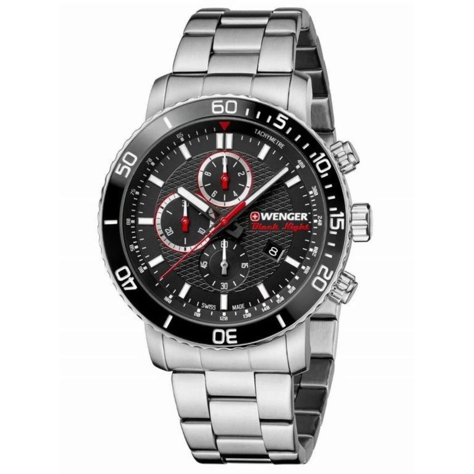 Wenger Roadster Black Night Quartz Black Dial Silver Steel Men's Watch 01.1843.106