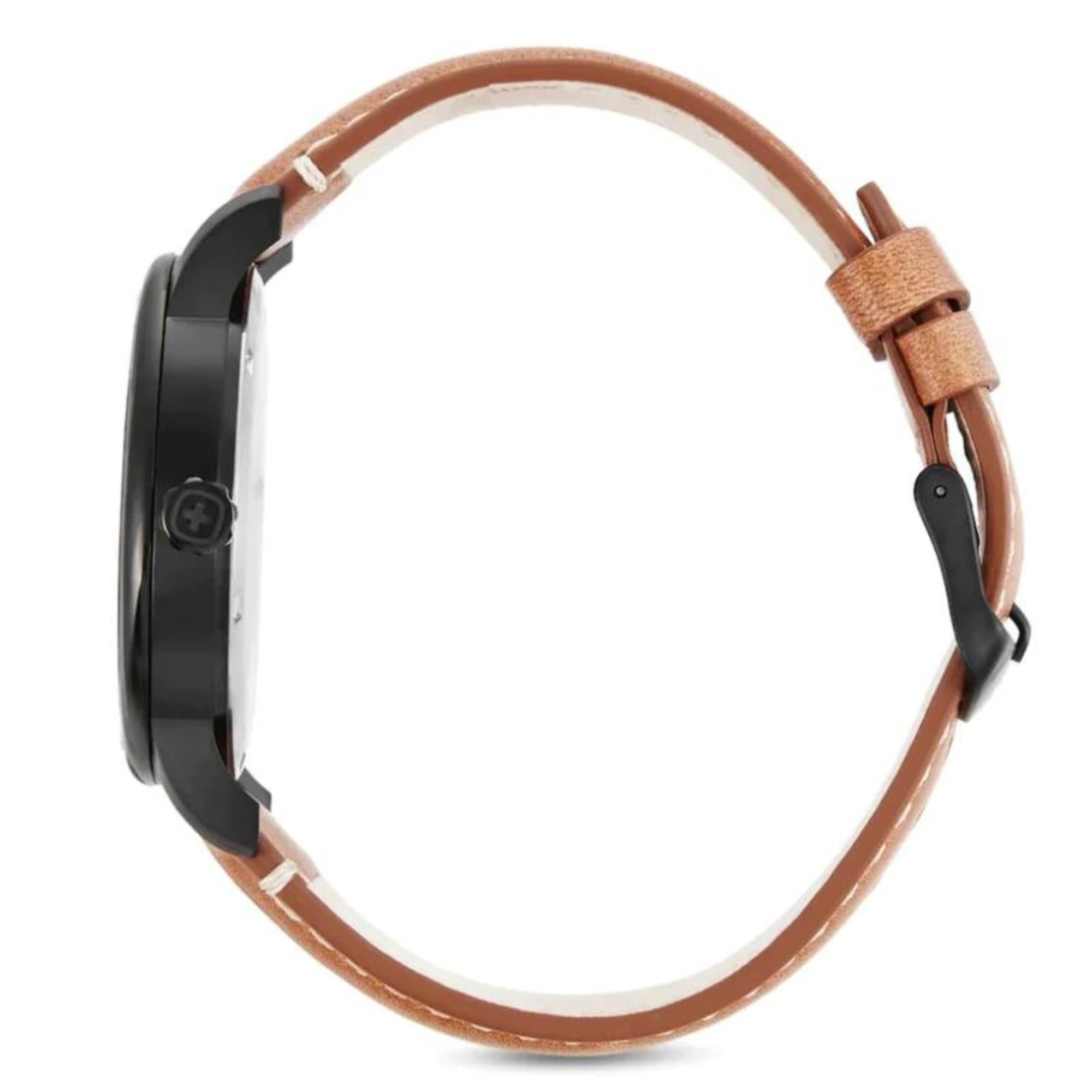 Wenger Urban Classic Quartz Black Dial Brown Leather Strap Men's Watch 01.1741.136