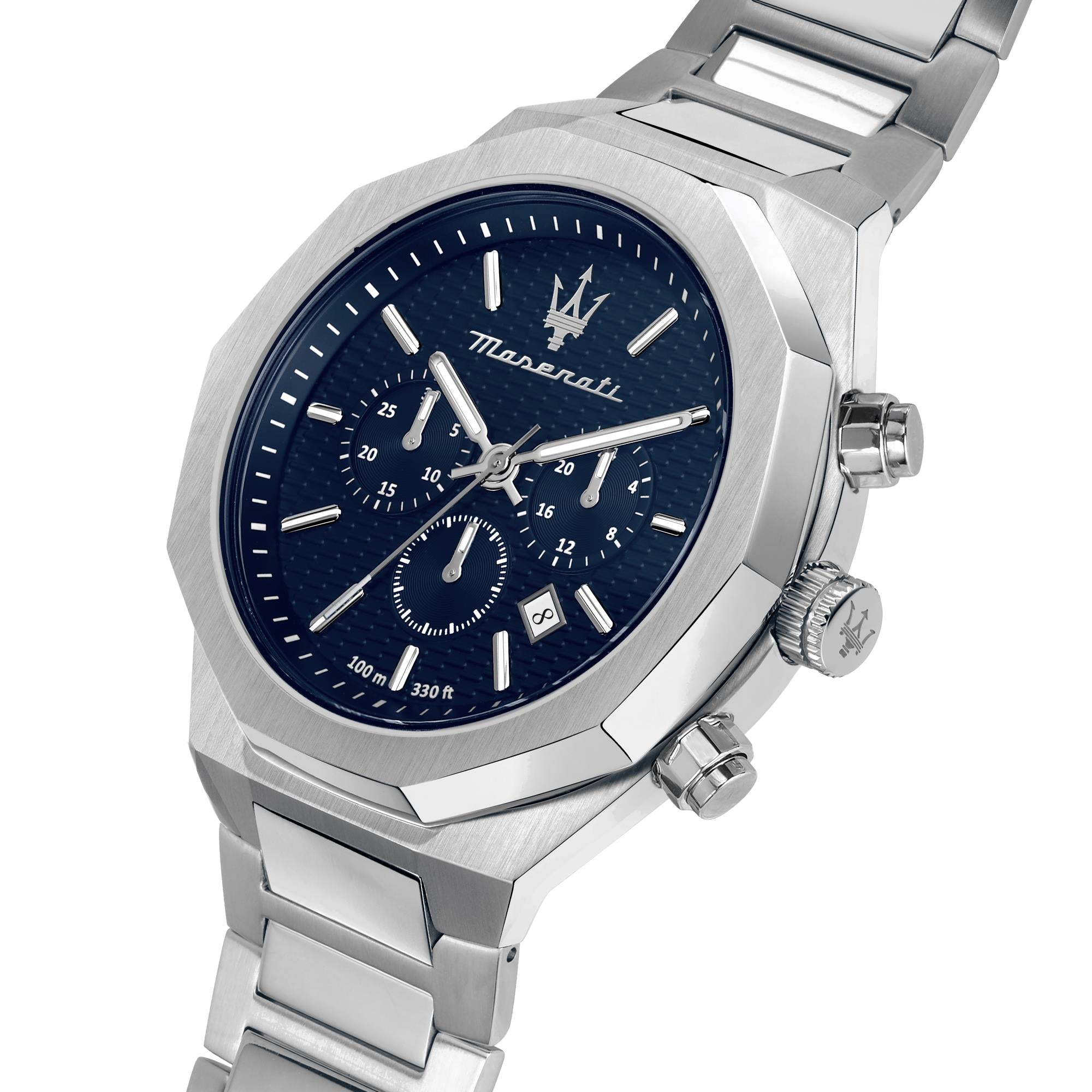 Maserati Stile Quartz Blue Chronograph Dial Steel Bracelet Men's Watch R8873642006