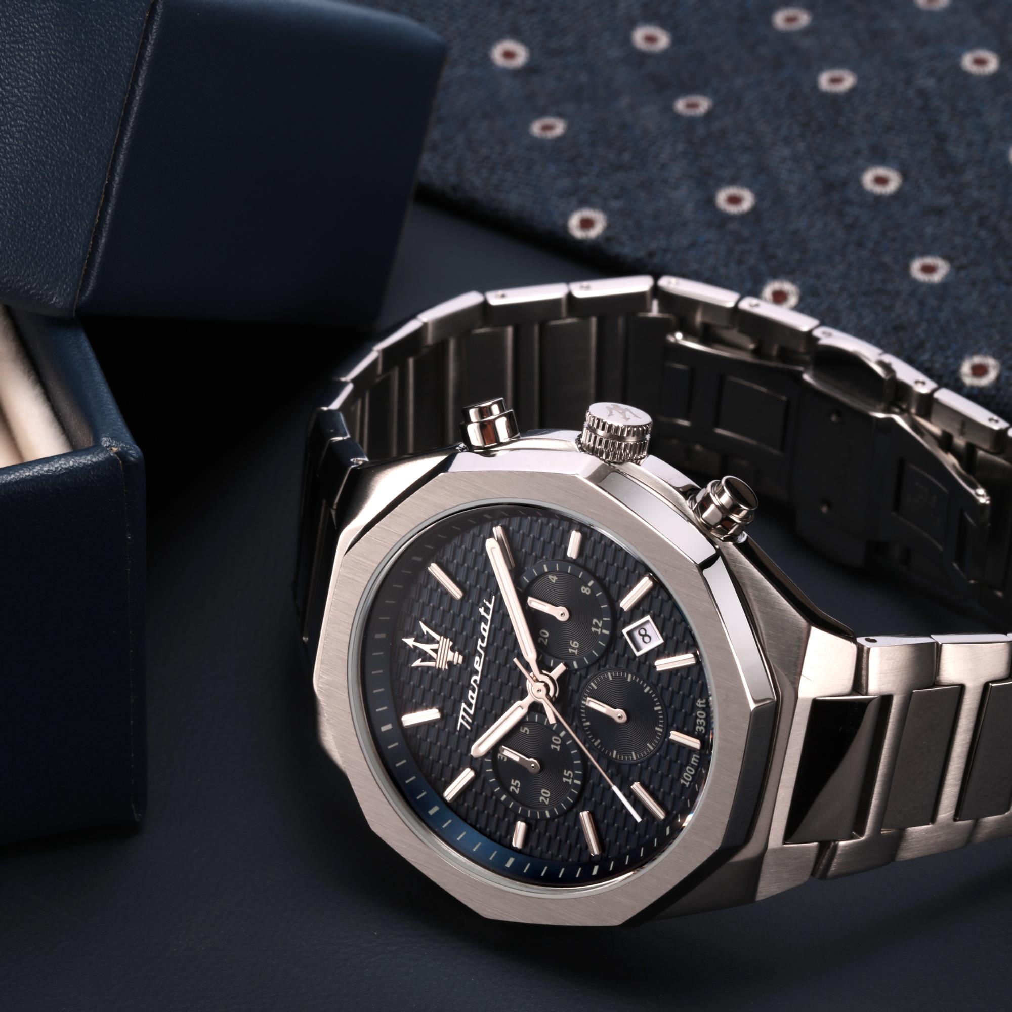 Maserati Stile Quartz Blue Chronograph Dial Steel Bracelet Men's Watch R8873642006