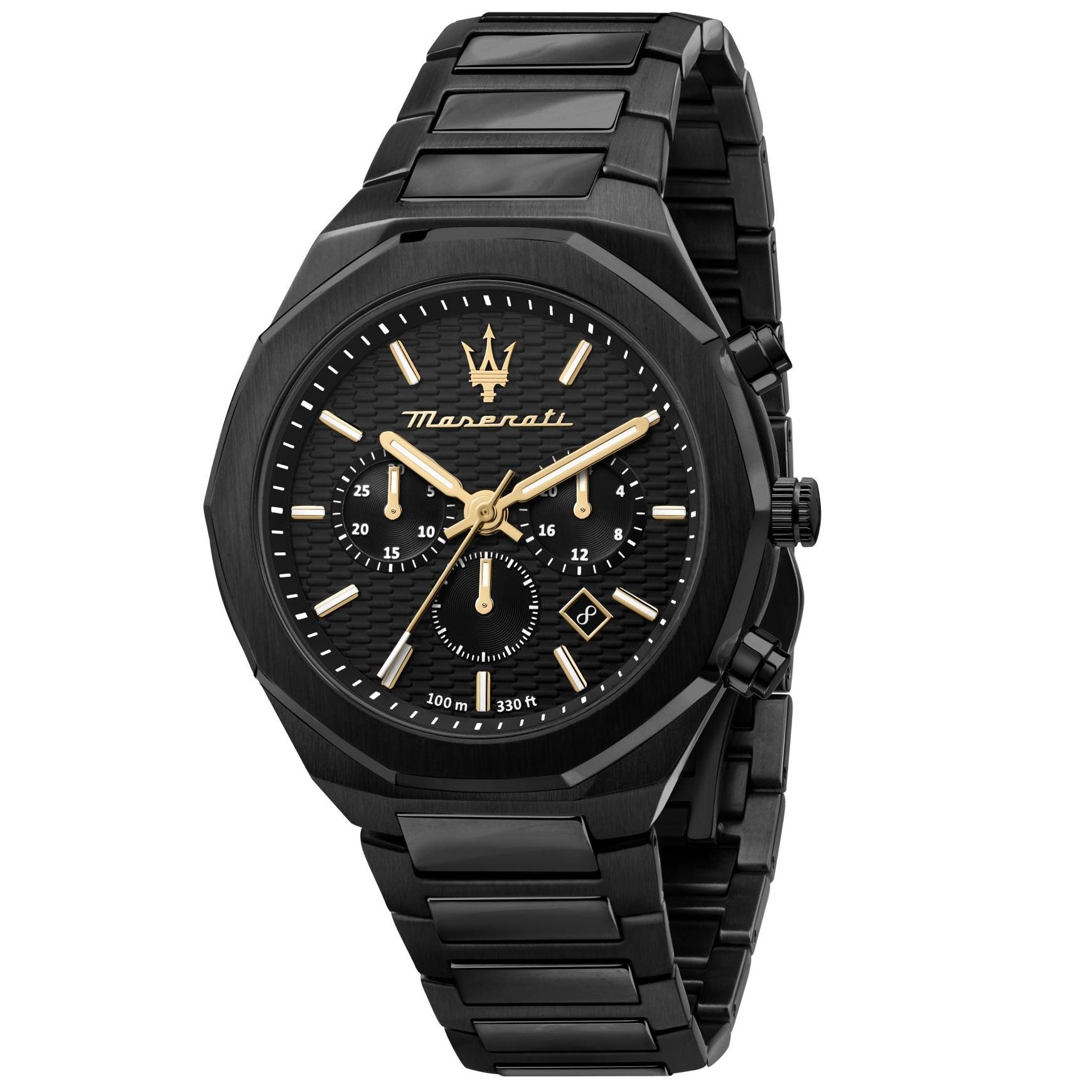 Maserati Stile Quartz Black Chronograph Dial Black PVD Steel Bracelet Men's Watch R8873642005