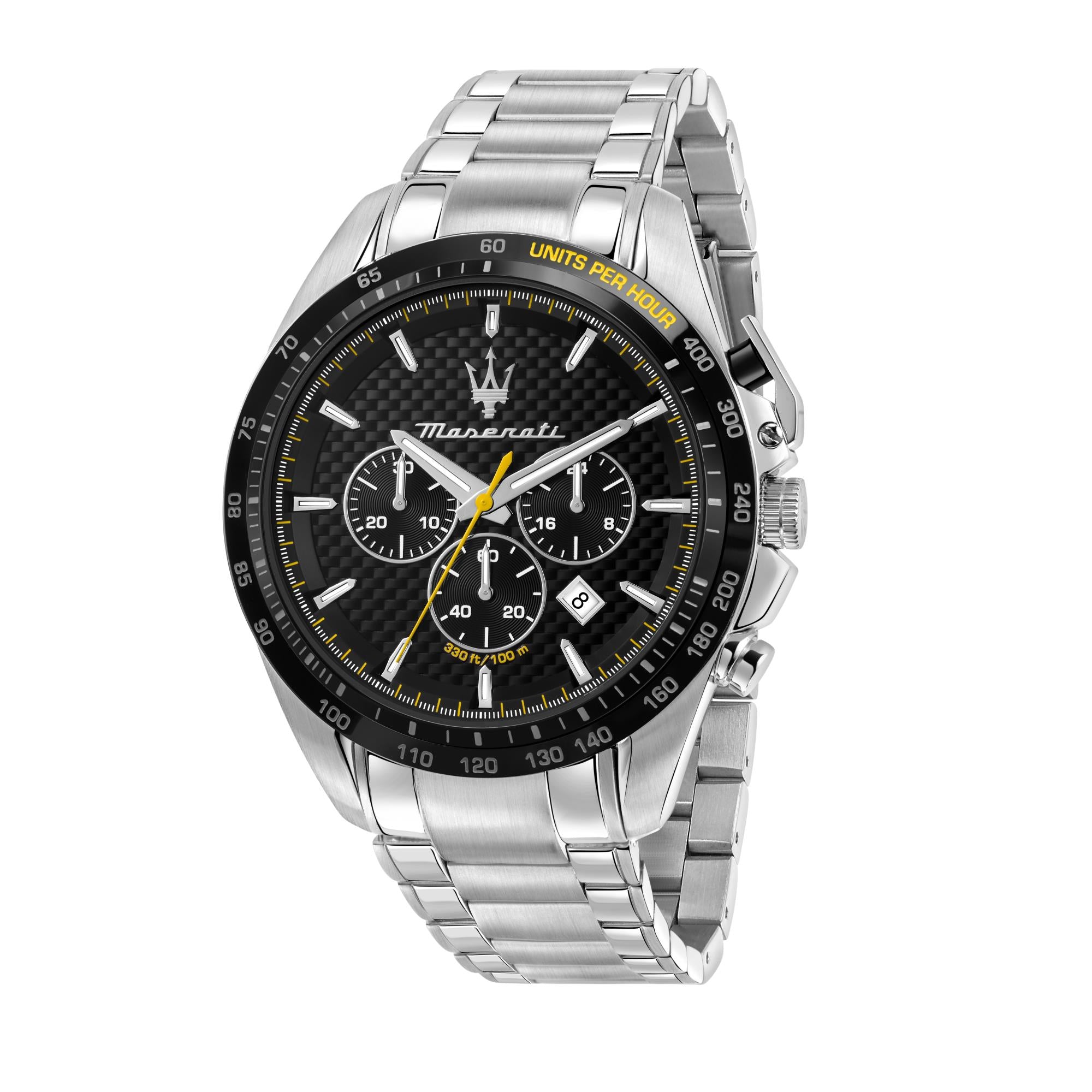 Maserati Sfidia Quartz Black Chronograph Dial Steel Bracelet Men's Watch R8873612042