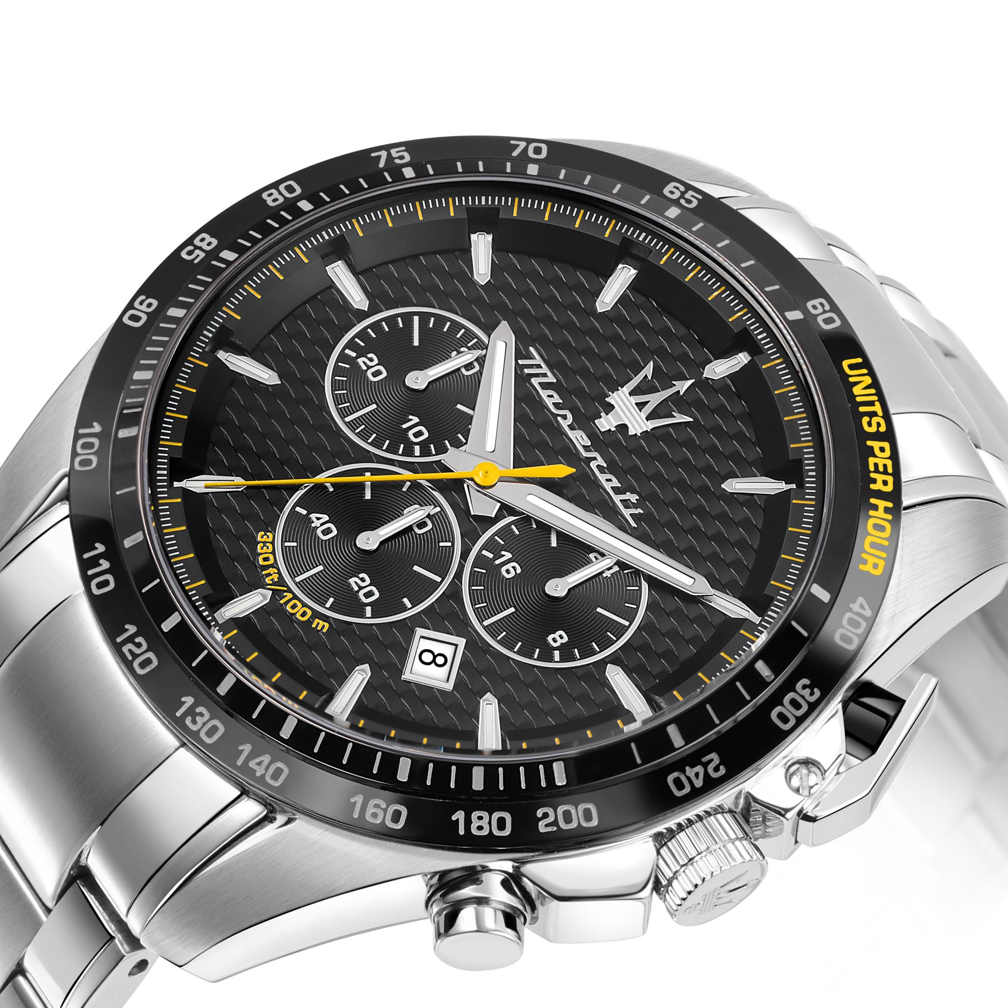 Maserati Sfidia Quartz Black Chronograph Dial Steel Bracelet Men's Watch R8873612042