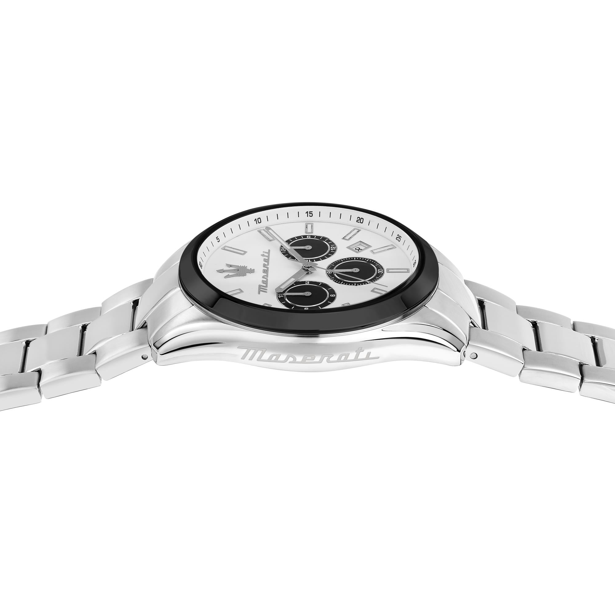 Maserati Attrazione Quartz White Chronograph Dial Steel Bracelet Men's Watch R8853151004