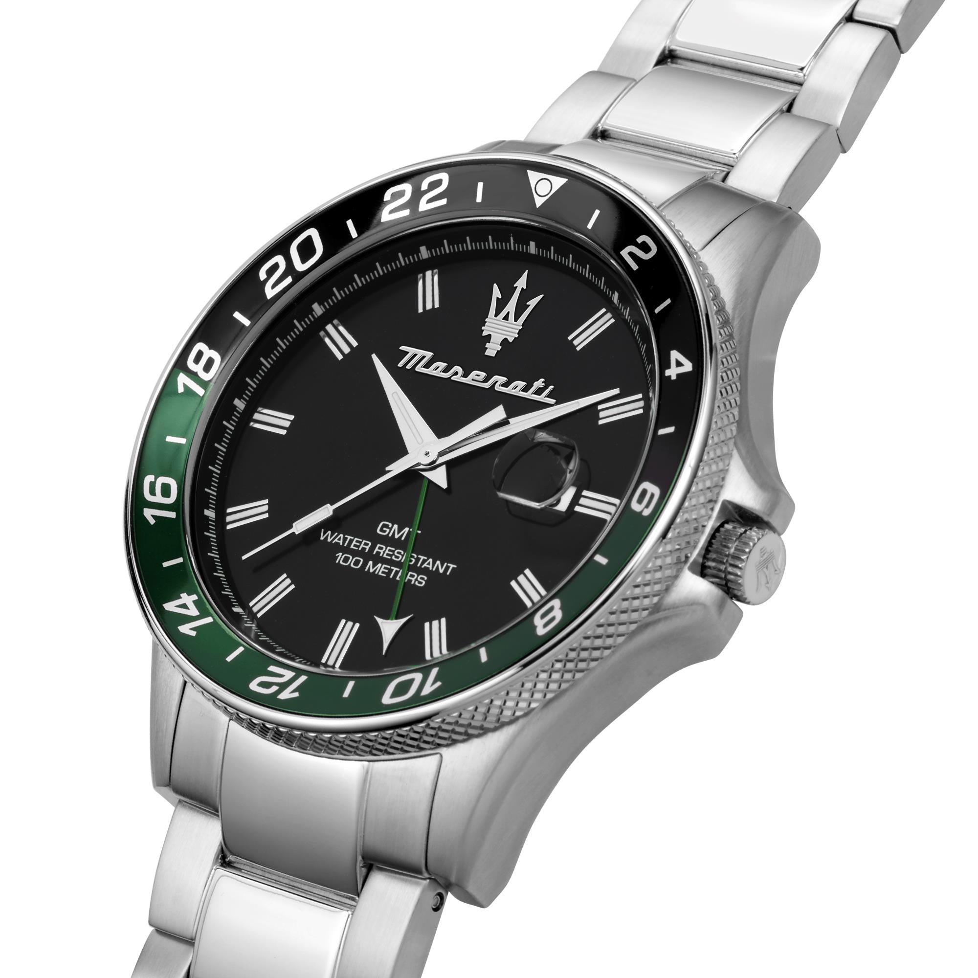 Maserati Sfidia Quartz Black GMT Dial Steel Bracelet Men's Watch R8853140005