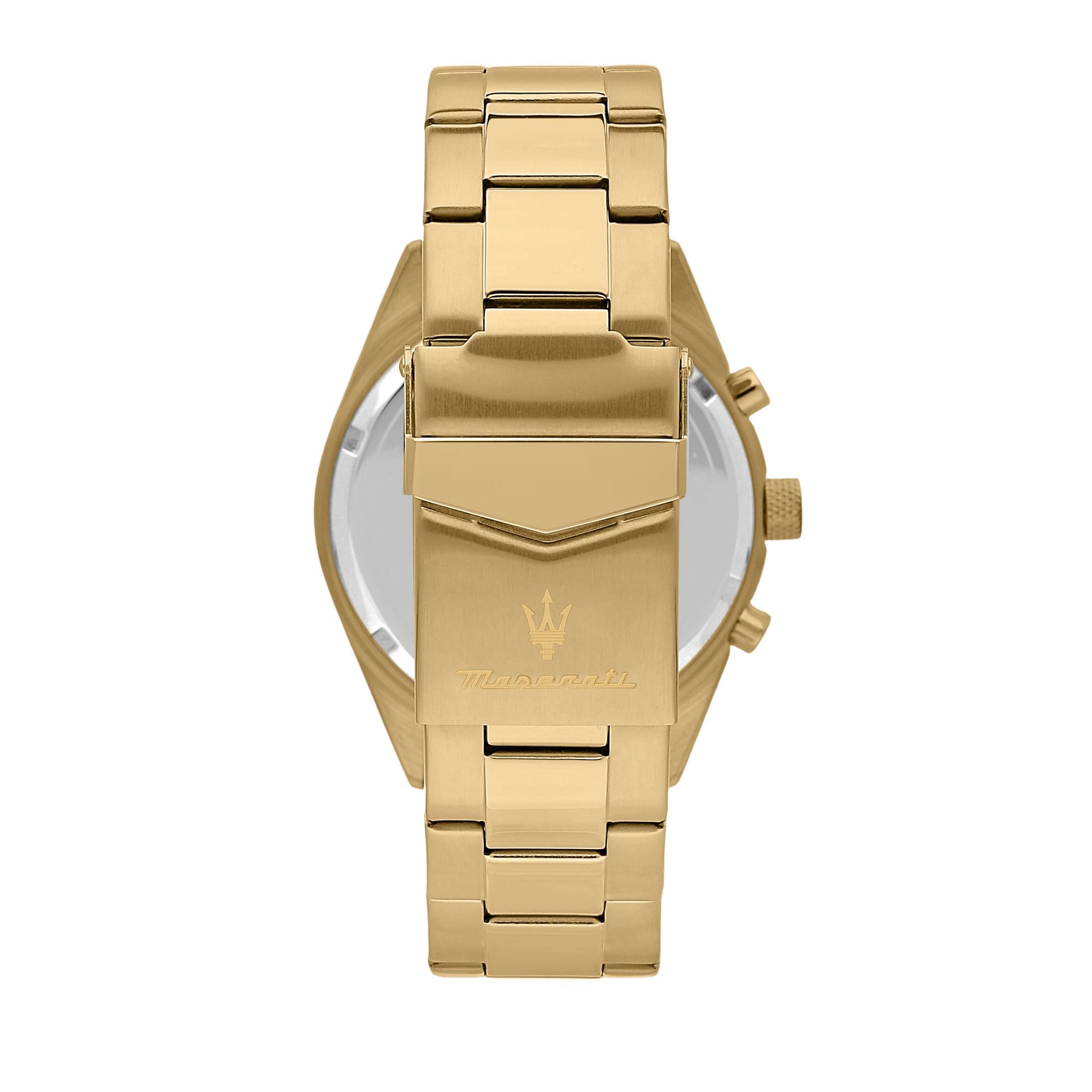 Maserati Competizione Quartz Blue Chronograph Dial Gold PVD Steel Bracelet Men's Watch R8853100026