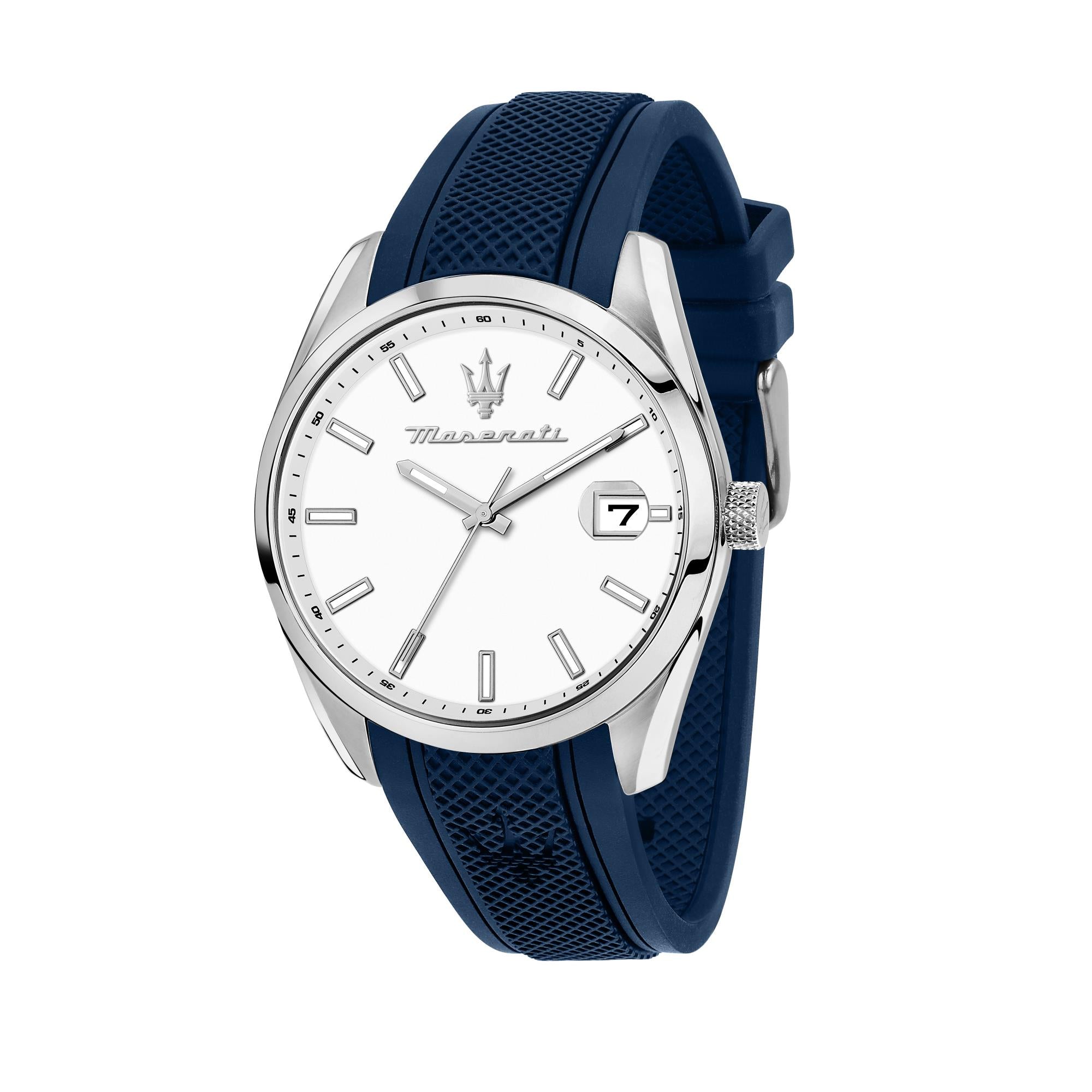 Maserati Attrazione Quartz White Dial Blue Silicone Strap Men's Watch R8851151007