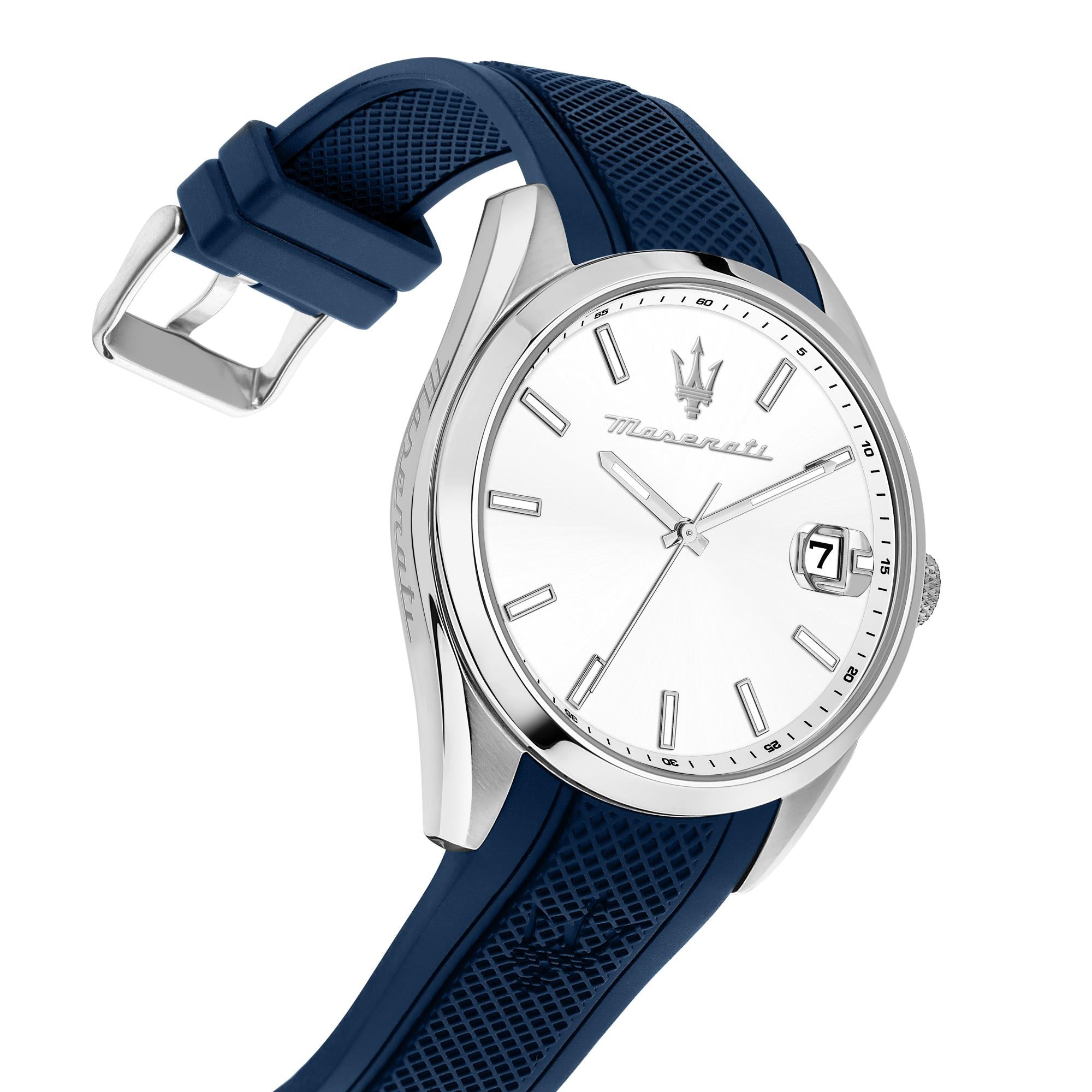 Maserati Attrazione Quartz White Dial Blue Silicone Strap Men's Watch R8851151007